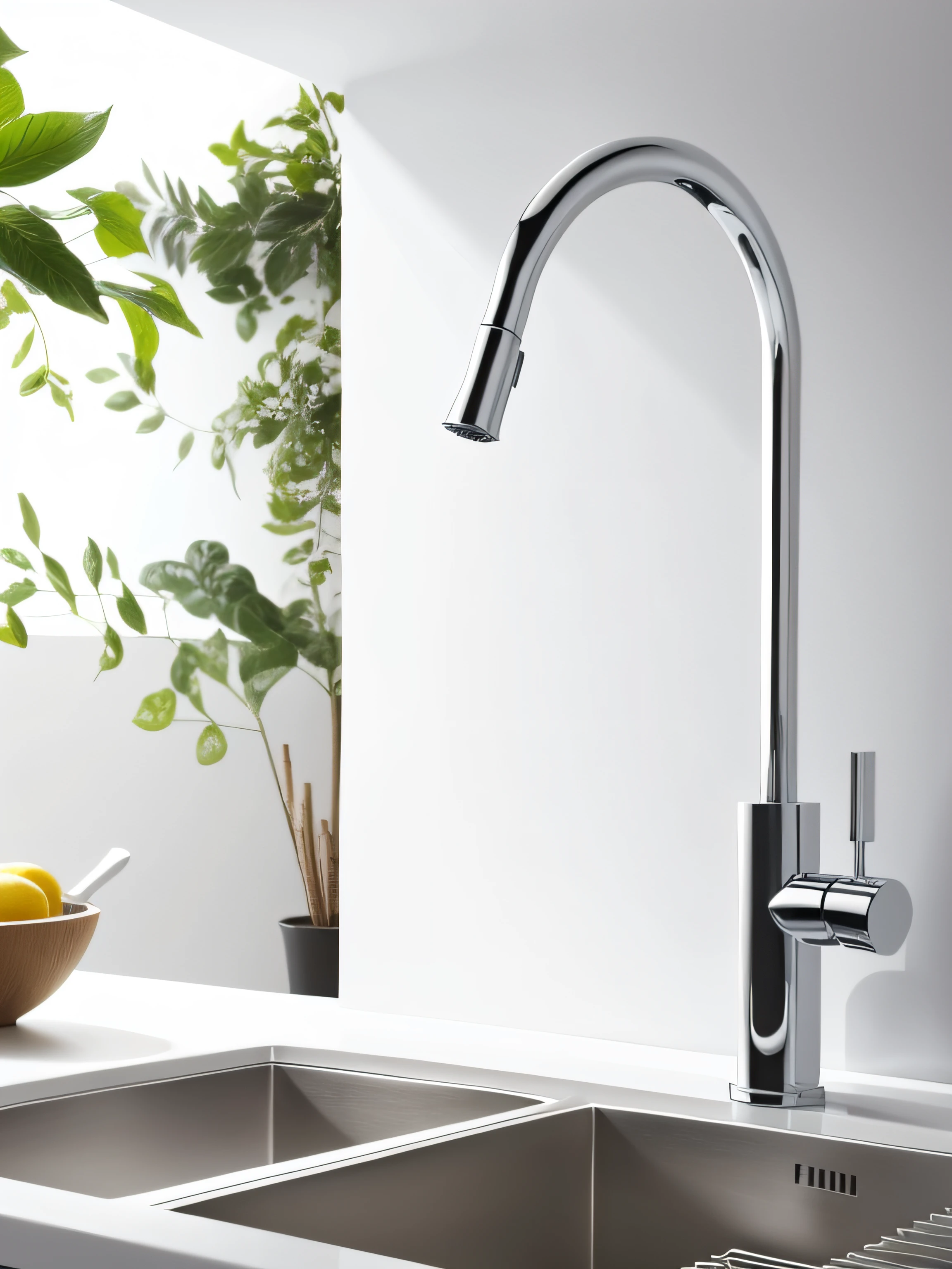 Kitchen faucet realistic minimalist white