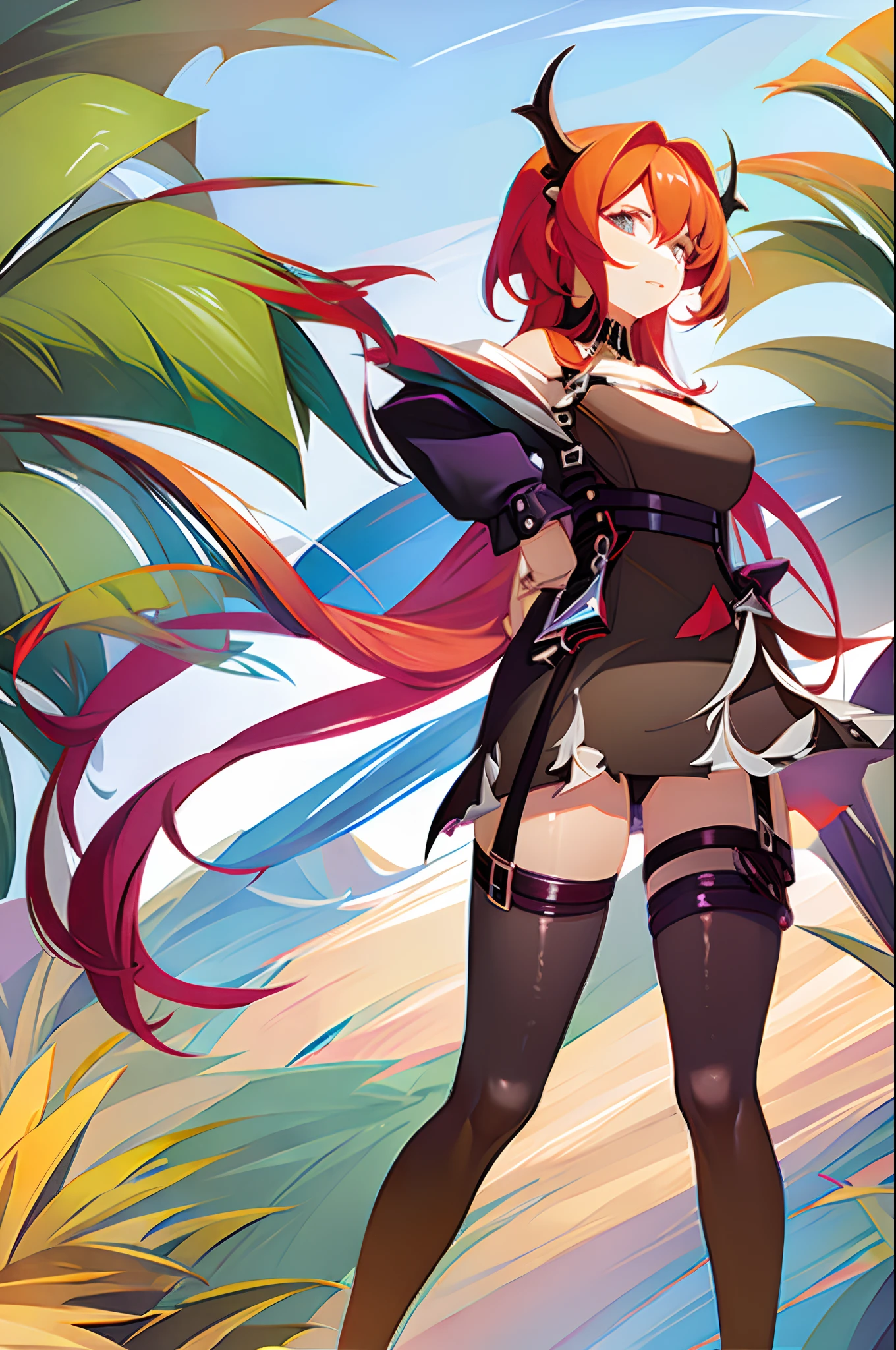 1girll,legs separated,Black stockings,