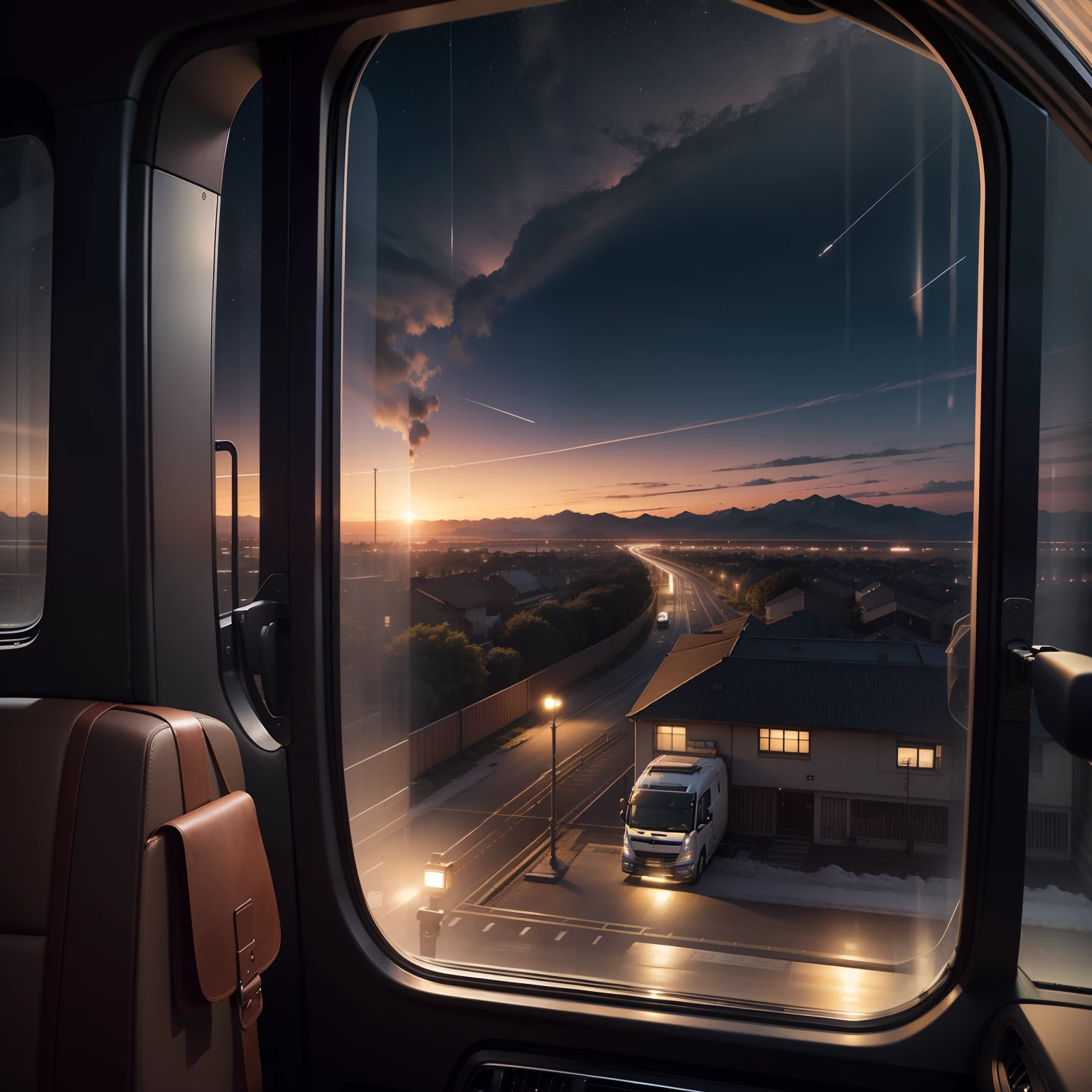 the wind, Arrival at the station, Car window and scenery,  The moment of departure, Comfortable interior, Night view illuminated, Traditional patterns, Fusion of advanced technologies, Progress into the future