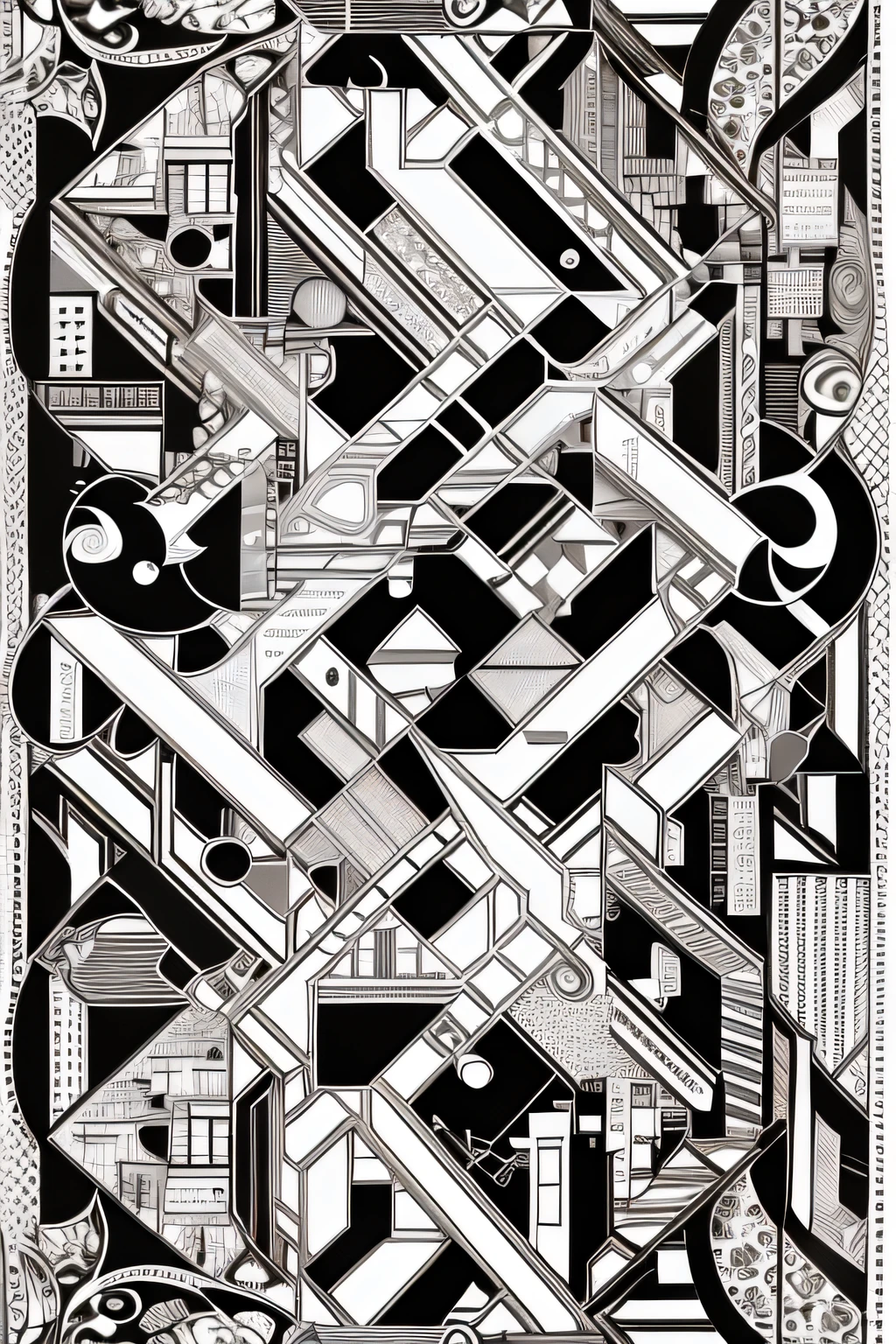 Monochrome images、Geometric pattern coloring book. Draw with just 70 outlines% Density outline