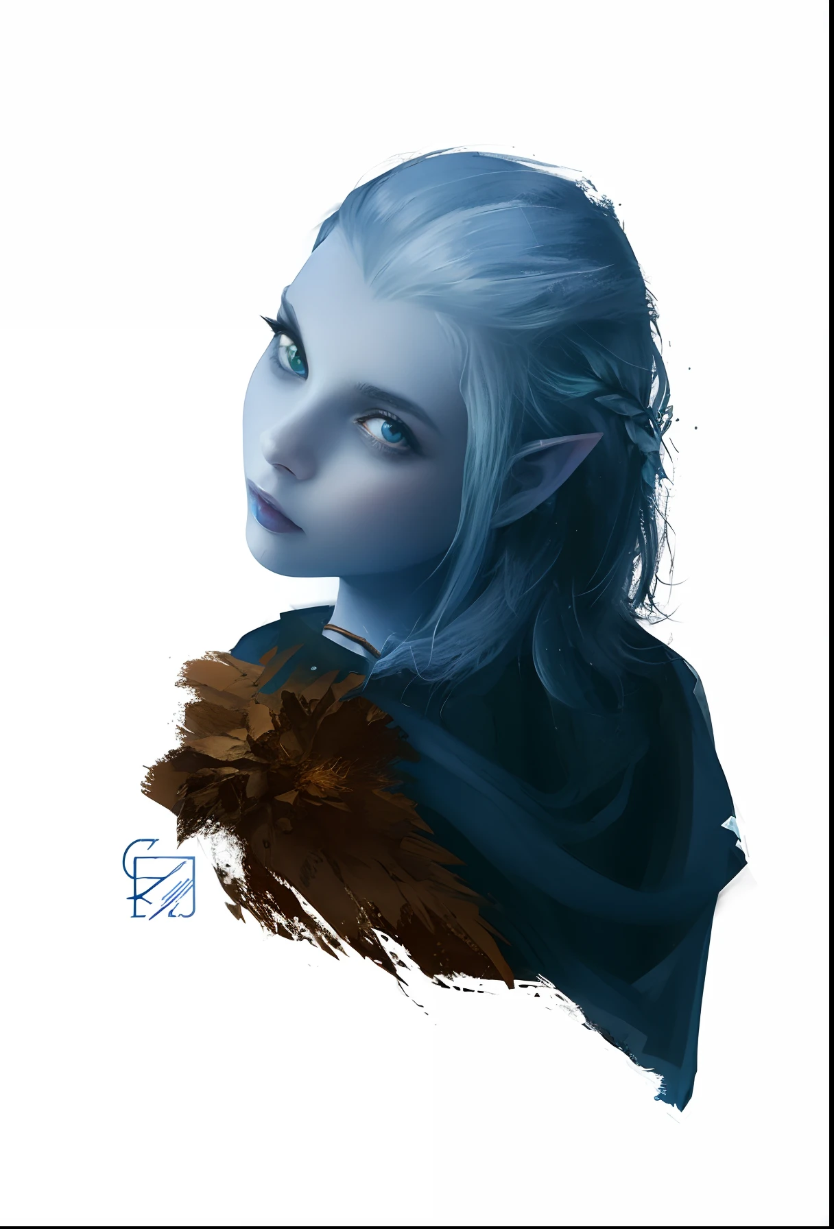 "blue-skinned elf girl, full body, standing in a highly detailed blue crystal cavern, cinematic, extremely detailed, high resolution, 8k"