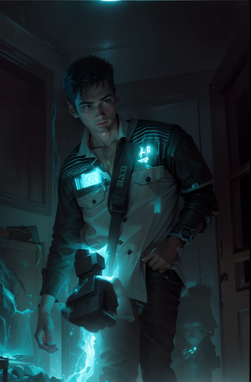 Handcome boy;background black lighting rom;realistic fece,
