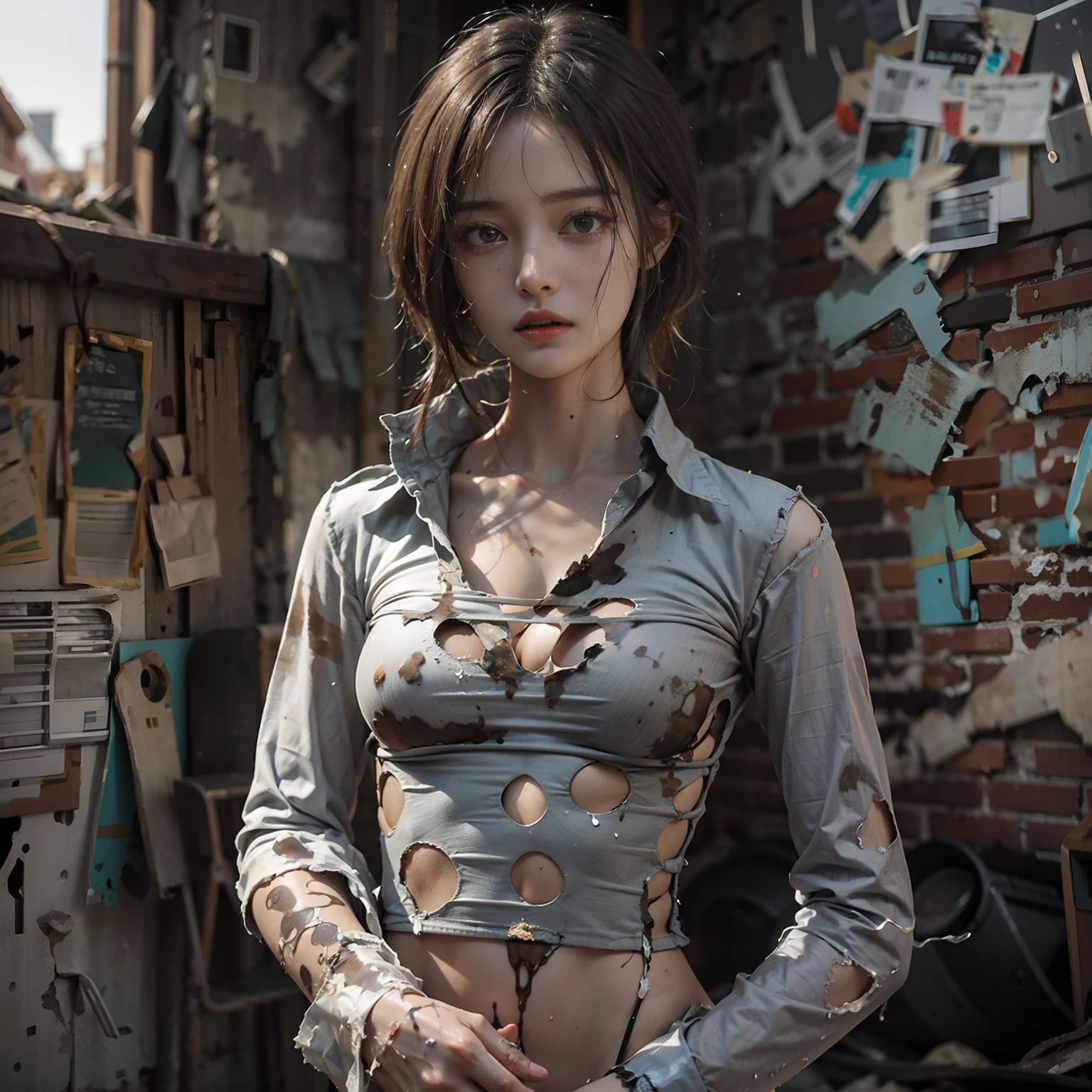 Abandoned schools,Devastated,Sexy standing pose,Exposing the genitals ,Garbage all over the ground,best qualtiy,full-body portraits(1:1),18 years old girls,lean and slender body,Skinny,Smaller bust,The barefoot,Leaky ,Leakage of all breasts,Naked all over the body,Resident Evil
