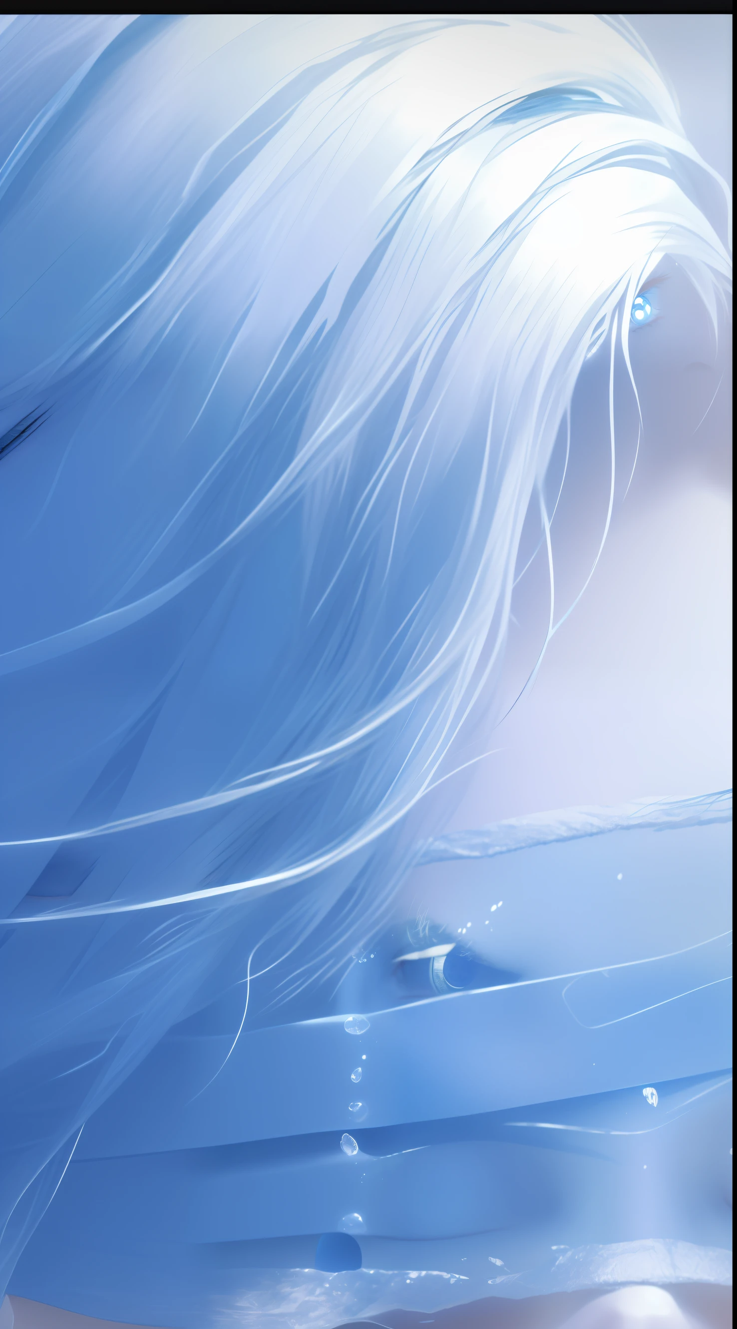 Anime girl with blue eyes and blindfold on blue background, girl with white eyes, ice-blue-eyes, Ice blue eyes, Beautiful anime face, icy look in the eye, Stunning anime face portrait, sad cerulean eyes, soft blue light, bluish face, blue shining eyes, azure blue watery eyes, beautiful avatar picture, Fantasy blindfolded, pale blue color eyes