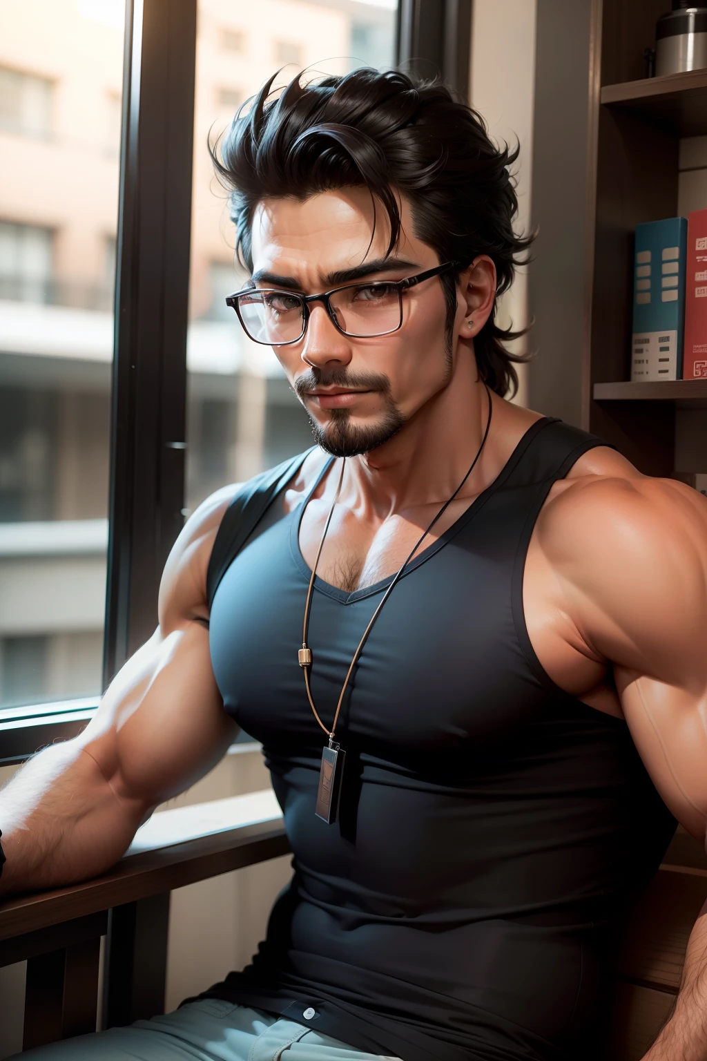 Digital Nomad, empreendedorismo, macho, foto do perfil, ultrarrealista, asiatico de oculos