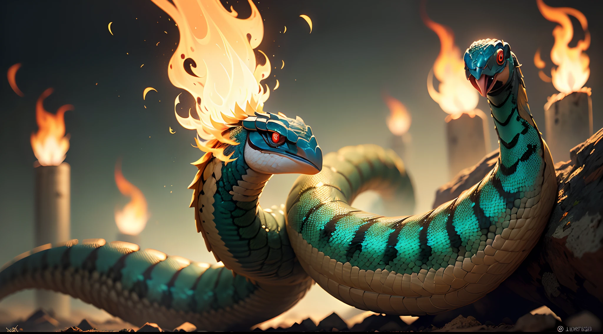 Cobra Atheris flamejante