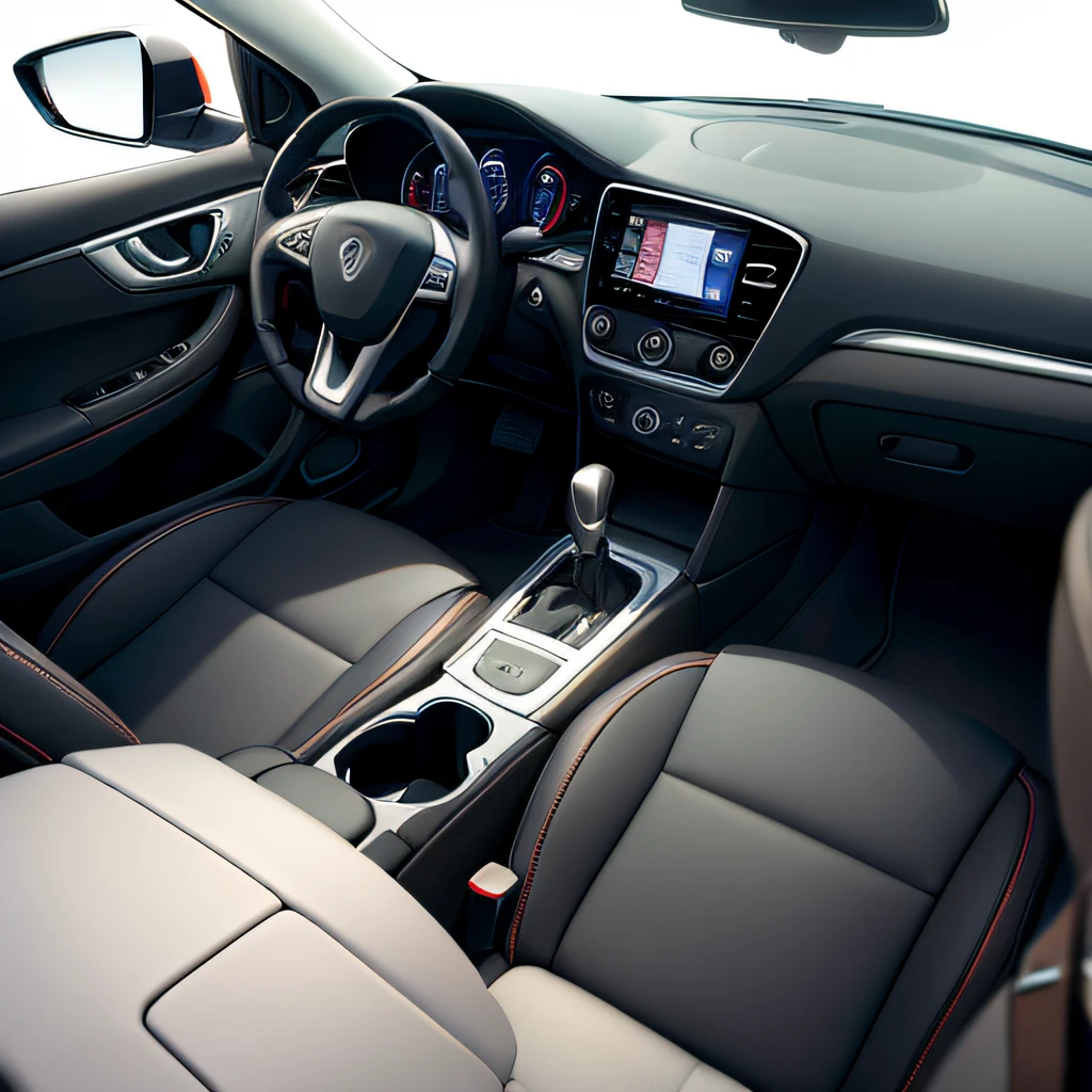 Hybrid Car、inside of a car、unmanned、White background