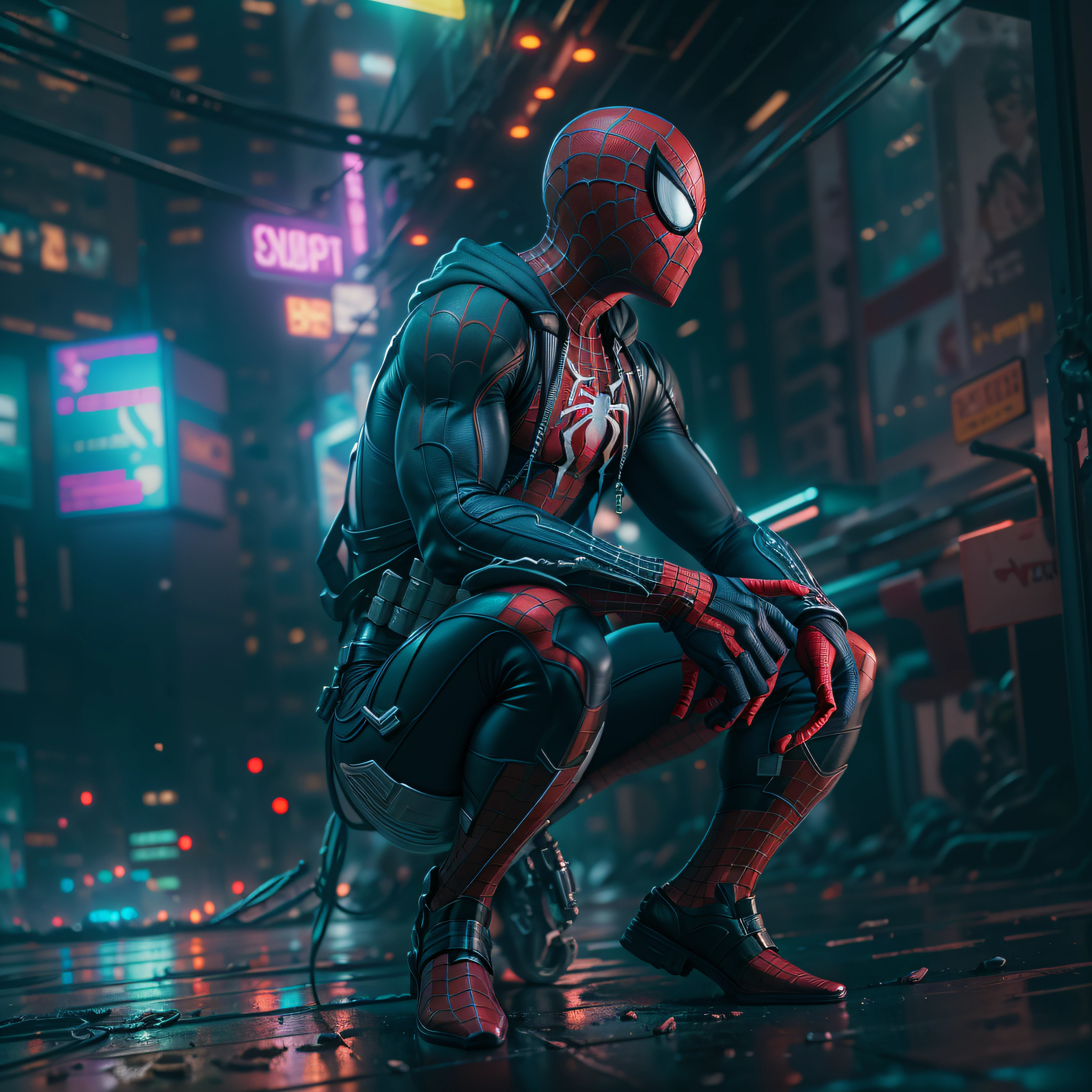 Spider man,Cyberpunk,8k.