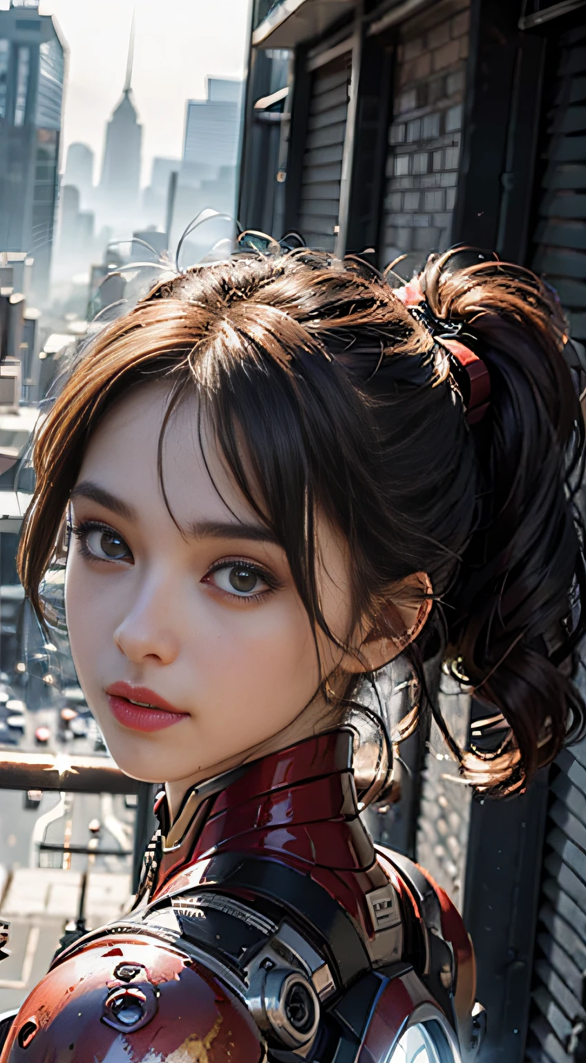 (1girl:1.3), solo,__body-parts__, official art, unity 8k wallpaper, ultra detailed, beautiful and aesthetic, beautiful, masterpiece, best quality, RAW, masterpiece, super fine photo,, best quality, super high Resolution, photorealistic, sunlight, full body portrait, stunningly beautiful,, dynamic pose, delicate face, vibrant eyes, (side view), she is wearing a futuristic Iron Man mech, red and gold, Highly detailed abandoned warehouse background, detailed face, detailed complex busy background, messy, gorgeous, milky, high detailed skin, realistic skin details, visible pores, sharp focus, volumetric fog, 8k uhd, dslr camera, High quality, film grain, fair skin, photorealism, lomography, sprawling metropolis in a futuristic dystopia, view from below, translucent