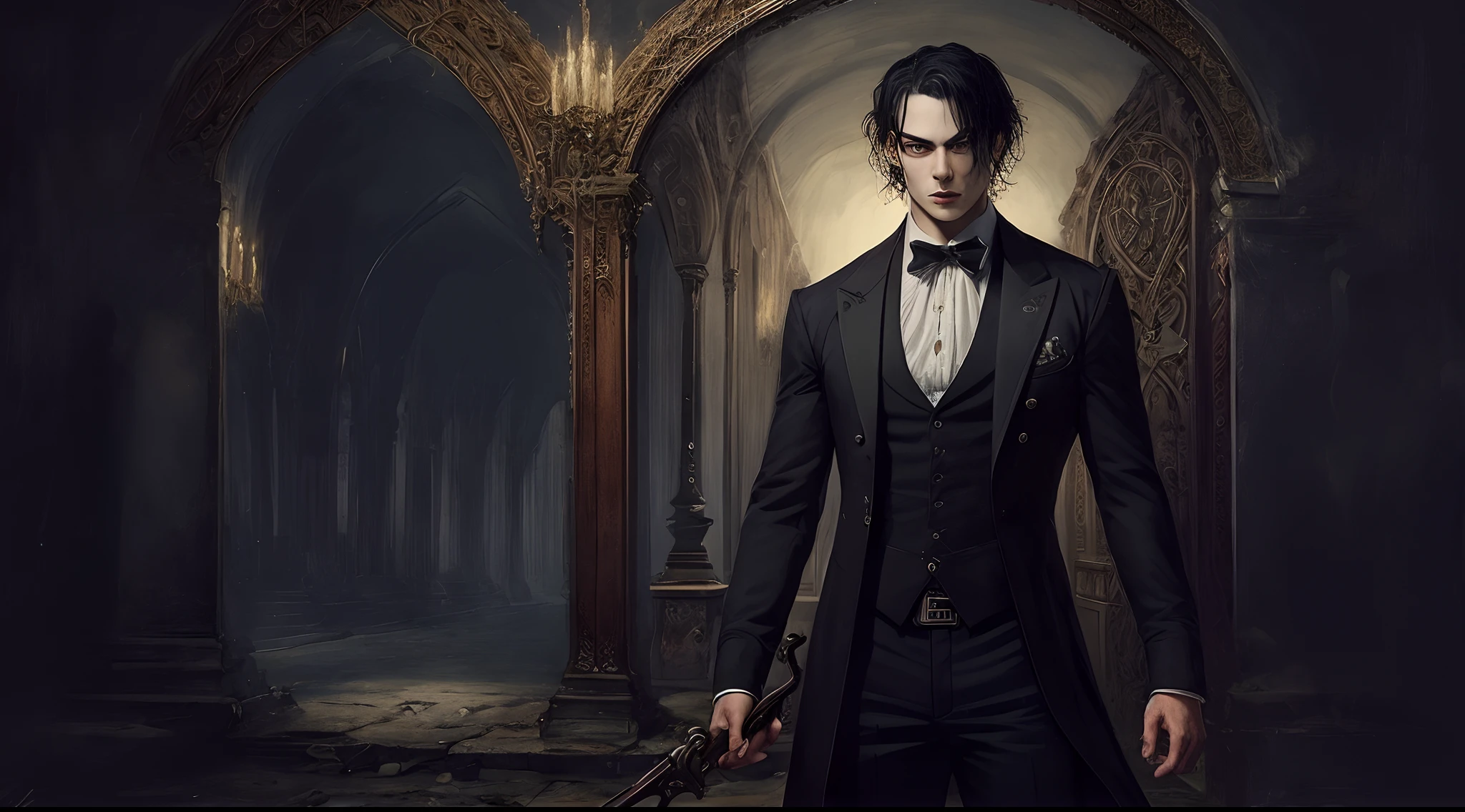 Gothic,dark,Big background,Libido boy,Handsome,shoun,frigidity,Eschatological,quadratic element,cartoony