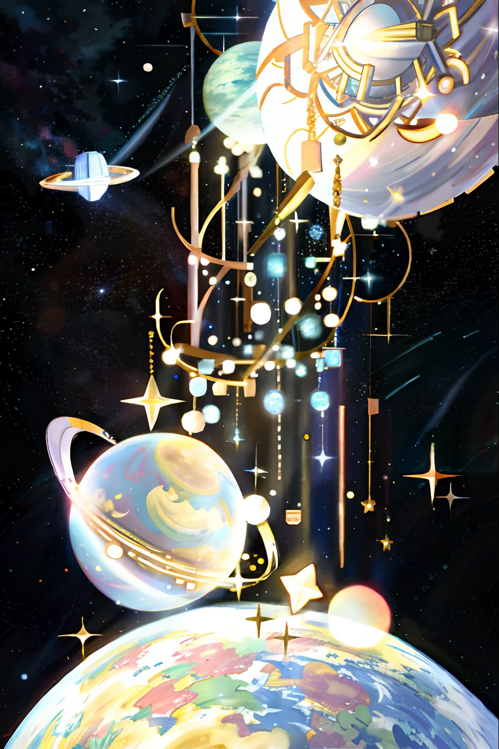 starlights,heavenly body,galactic,kosmos,Movie lighting,exquisitedetails