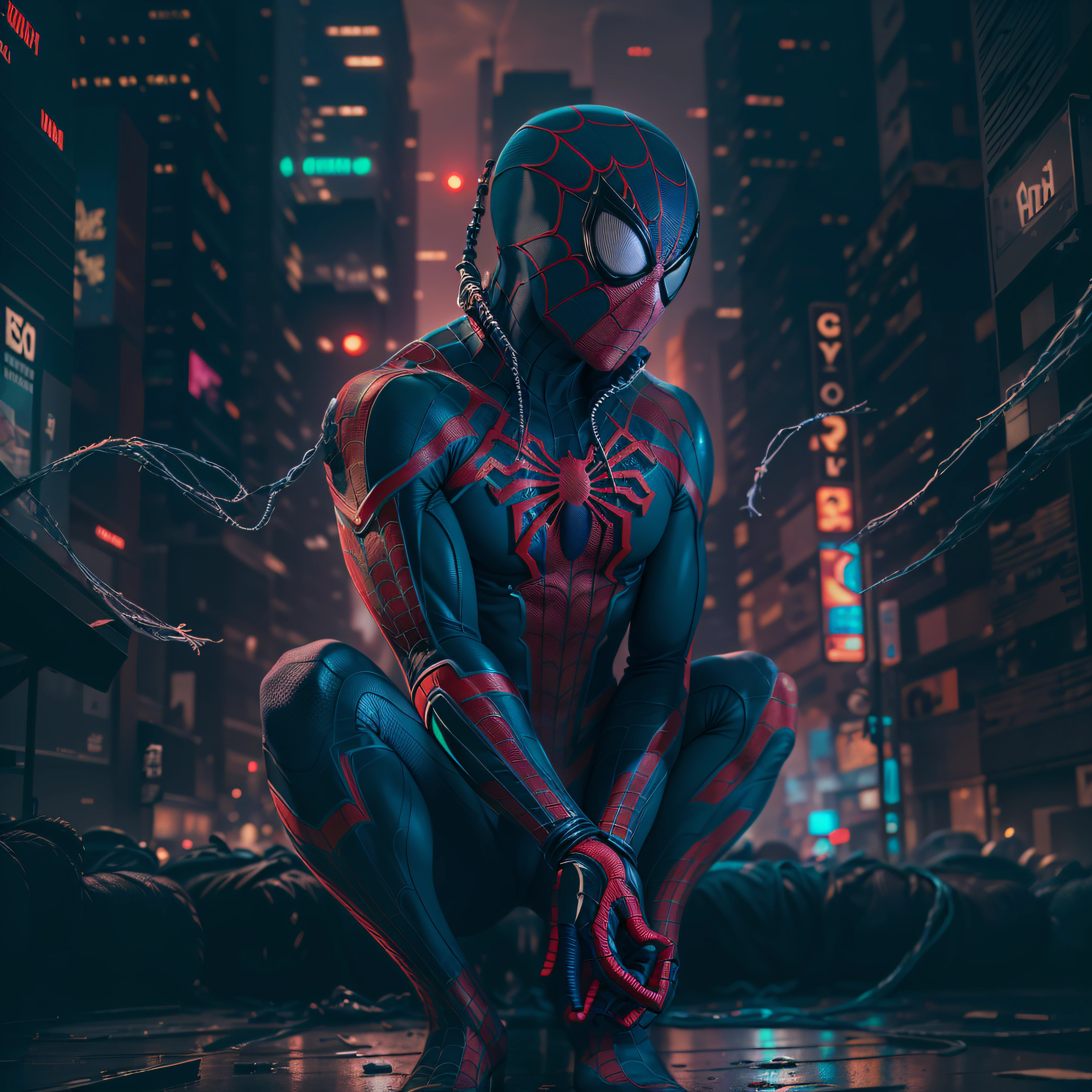 Spider man,Cyberpunk,8k.