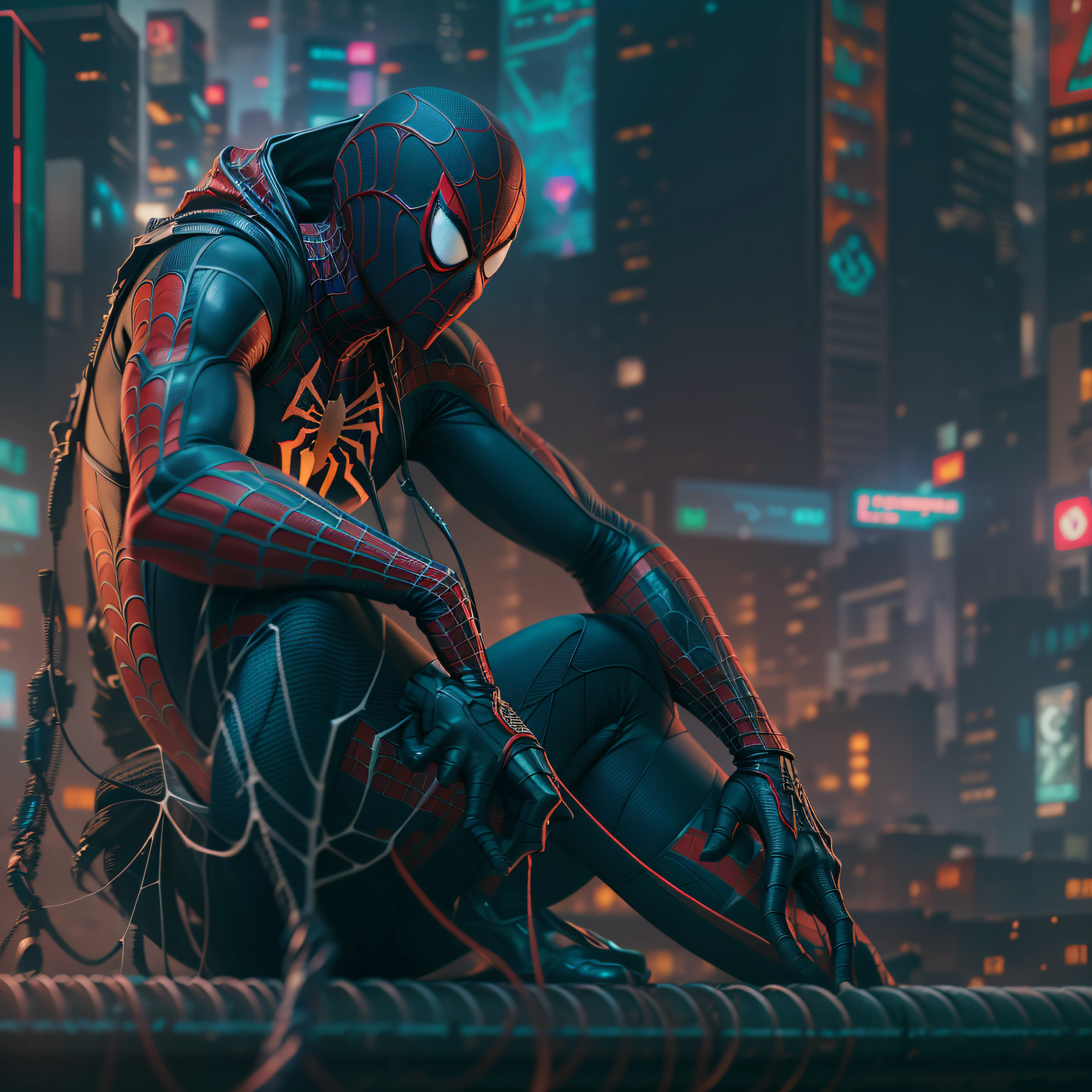 Spider man,Cyberpunk,8k.