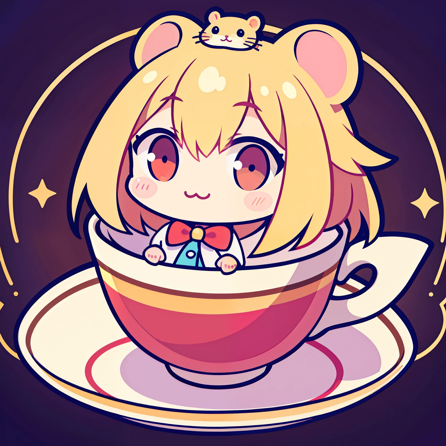 Cute lady hamster holding bowl