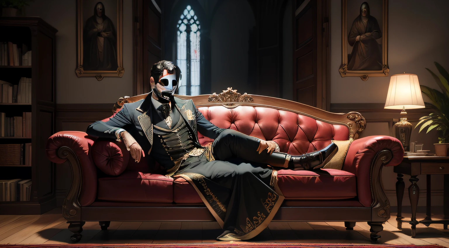 8k,Foto RAW,melhor qualidade, master part: 1.2, detalhes intrincados, papel de parede, ultra high-resolution), (Realistic), um homem maduro de semblante assustador (morto-vivo), aterrorizante, count dracula, but very charismatic, rosto detalhado, vincos no rosto, Awesome, com detalhes requintados, Arte Oficial, super detalhado, high-level, homem de olhar terno, profundo (Cabelo preto flutuante), homem com um rosto preocupado, vivido, sentado numa poltrona no canto de uma sala suntuosa , poltrona linda de canto, antiga, detalhada, The man is leaning on an elegant cane, falando sozinho, Talking to Yourself, compenetrado na sua poltrona de canto, design de interiores, obra-prima, uma sala ultra realista, ampla, Messy, Gothic sofa, medieval, suja, Messy, rocking chair, janelas, (an old gothic horror room), sangue na parede, escuro, sombriu, gloomy, velas (candlelit), sentimentos paranormais, anamorphic lens, night time, lugar assombrado, raios de deus, feixes de luz.