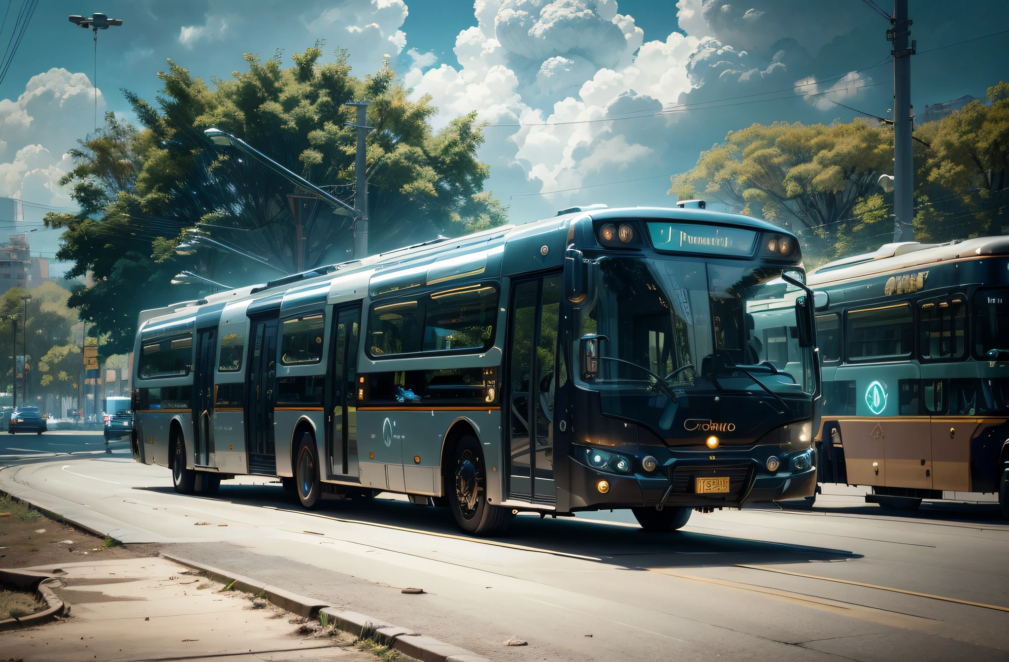 futuristic articulated bus, brancos de fundo, Corpo Steampunk, detalhes intrincados, Magnificent, cinemactic, high resolution, 4k,