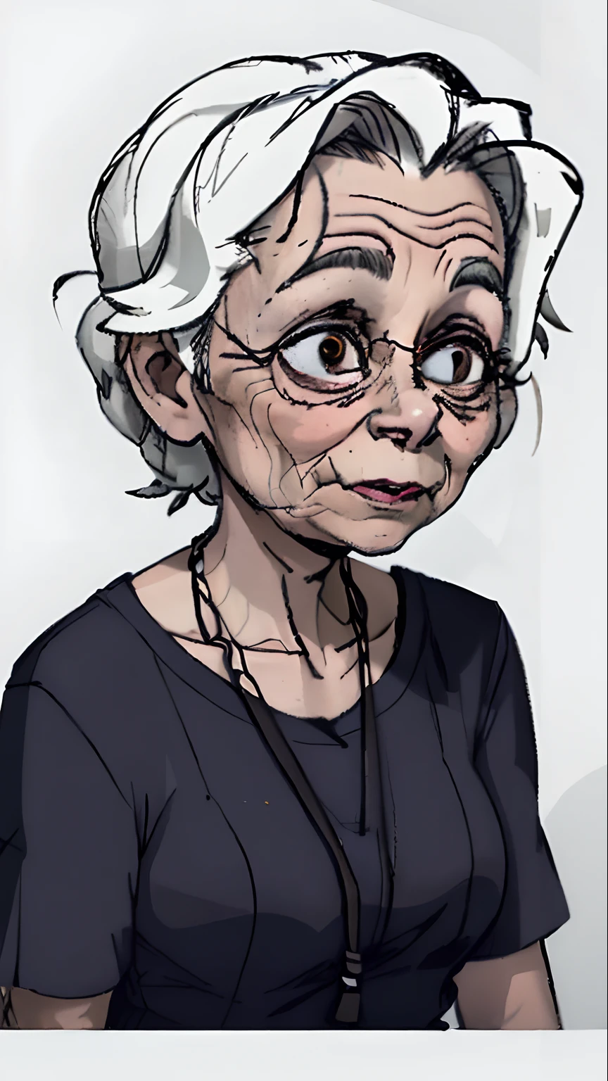 50yearsold，woman，Face full of wrinkles, Ragged clothes，Perfect quality，White background，frontage, Spooky