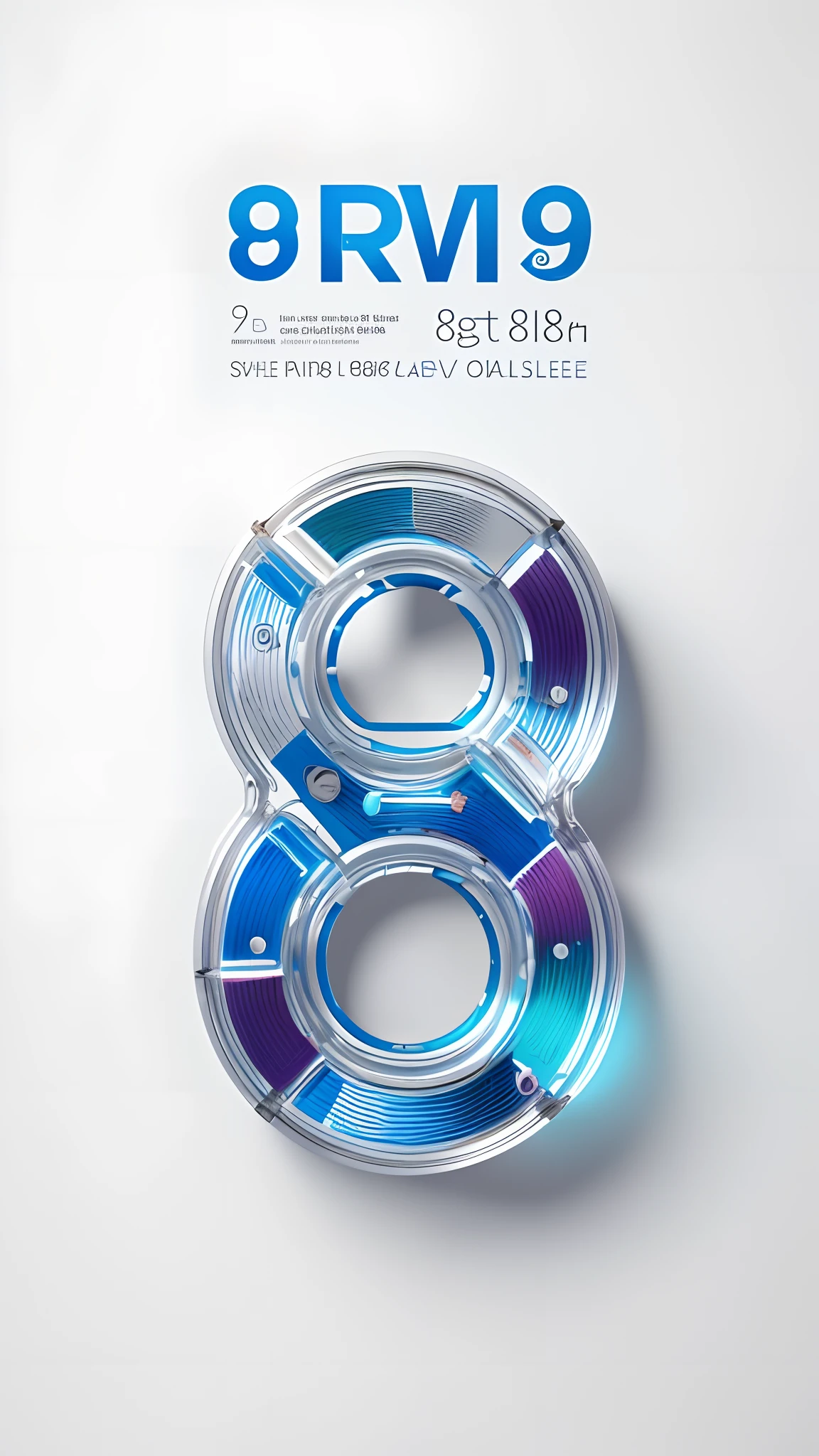 A close-up of the number 8,pictogram,Consists of glass,On a white clean table,down view,Light,8k --height 768,8K illustration,8 K illustration,8k 3d render,8 km 3 D rendering,8 K cartoon illustration,3d 8k render,8k octane advertising photo,Illustration 8 K,dribbble 8k,8 k'',poster for