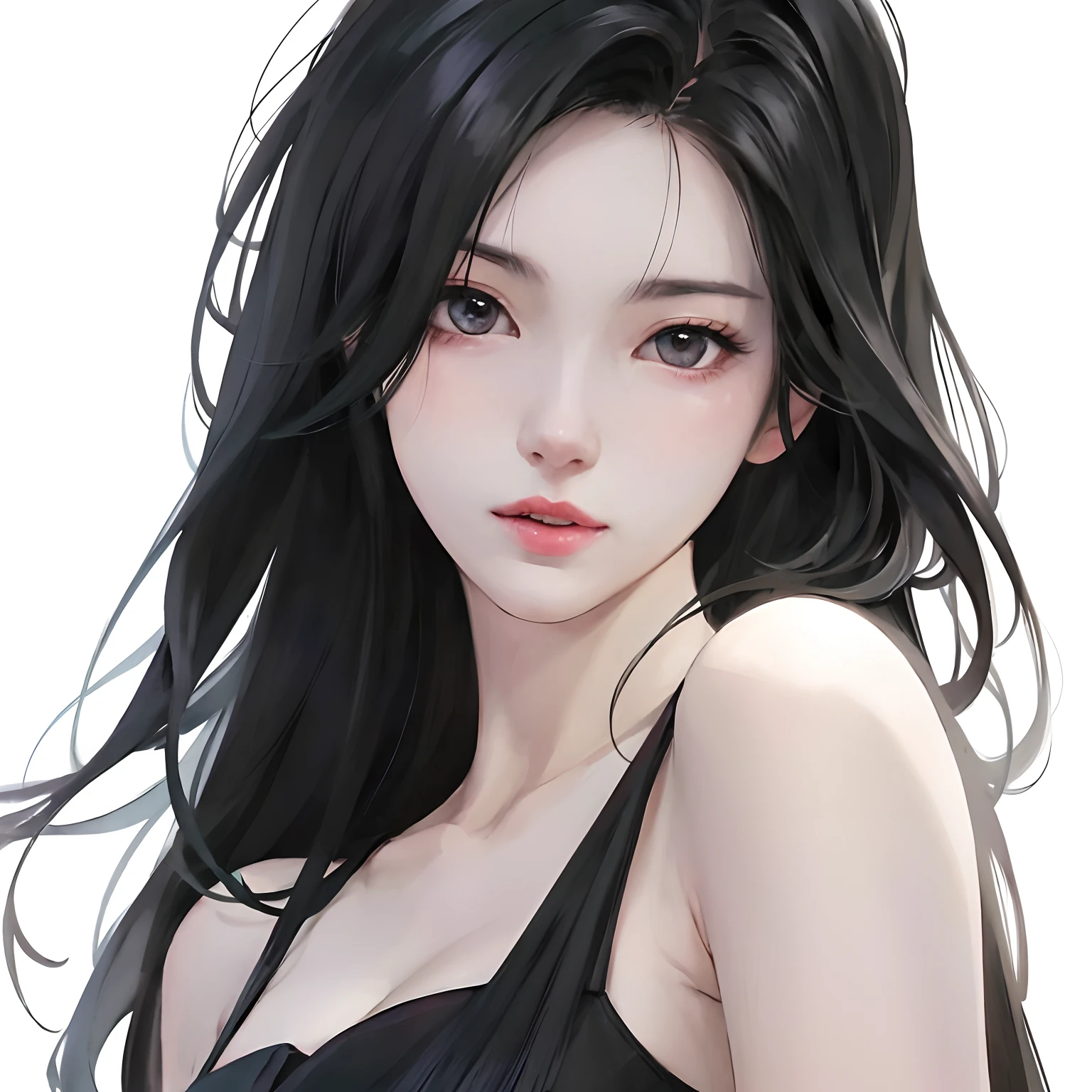 anime girl with long black hair and a black dress, a beautiful anime portrait, Anime girl with long hair, Beautiful anime girl, Stunning anime face portrait, attractive anime girls, Guviz-style artwork, Beautiful anime woman, Realistic young anime girl, portrait anime girl, detailed portrait of an anime girl, realistic anime artstyle, Portrait of an anime girl