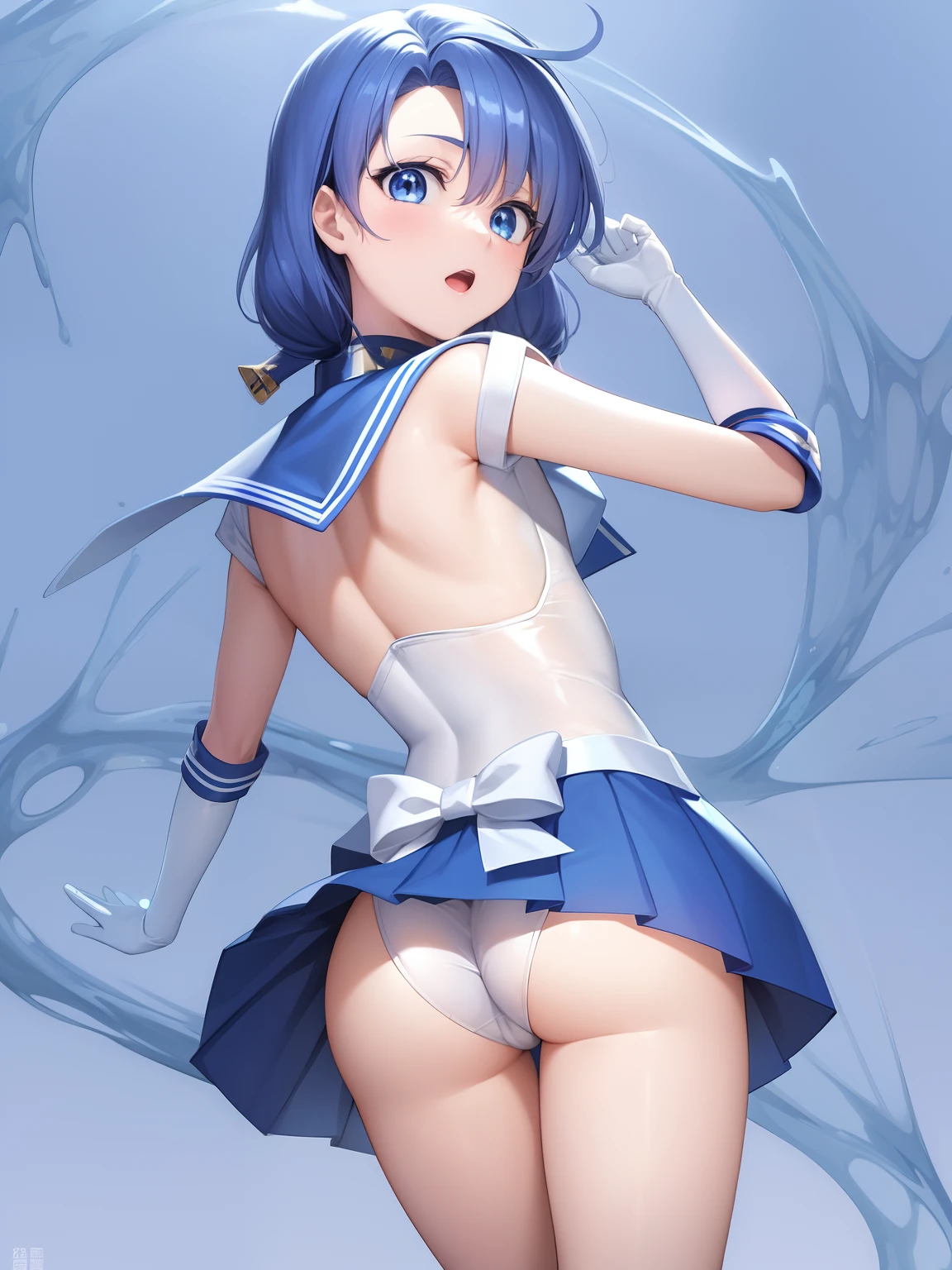 Sailor Boy in blue and white uniform posing for photo, Anime boy walking on water, Ecchi anime style, Sailor Uniform, 8K!!, Wallpaper Anime Blue Water, 8K!, digital anime art!!, twintails white_gloves, Anime Manga Robot!! anime boy, clean anime art, Beautiful anime boy crouching