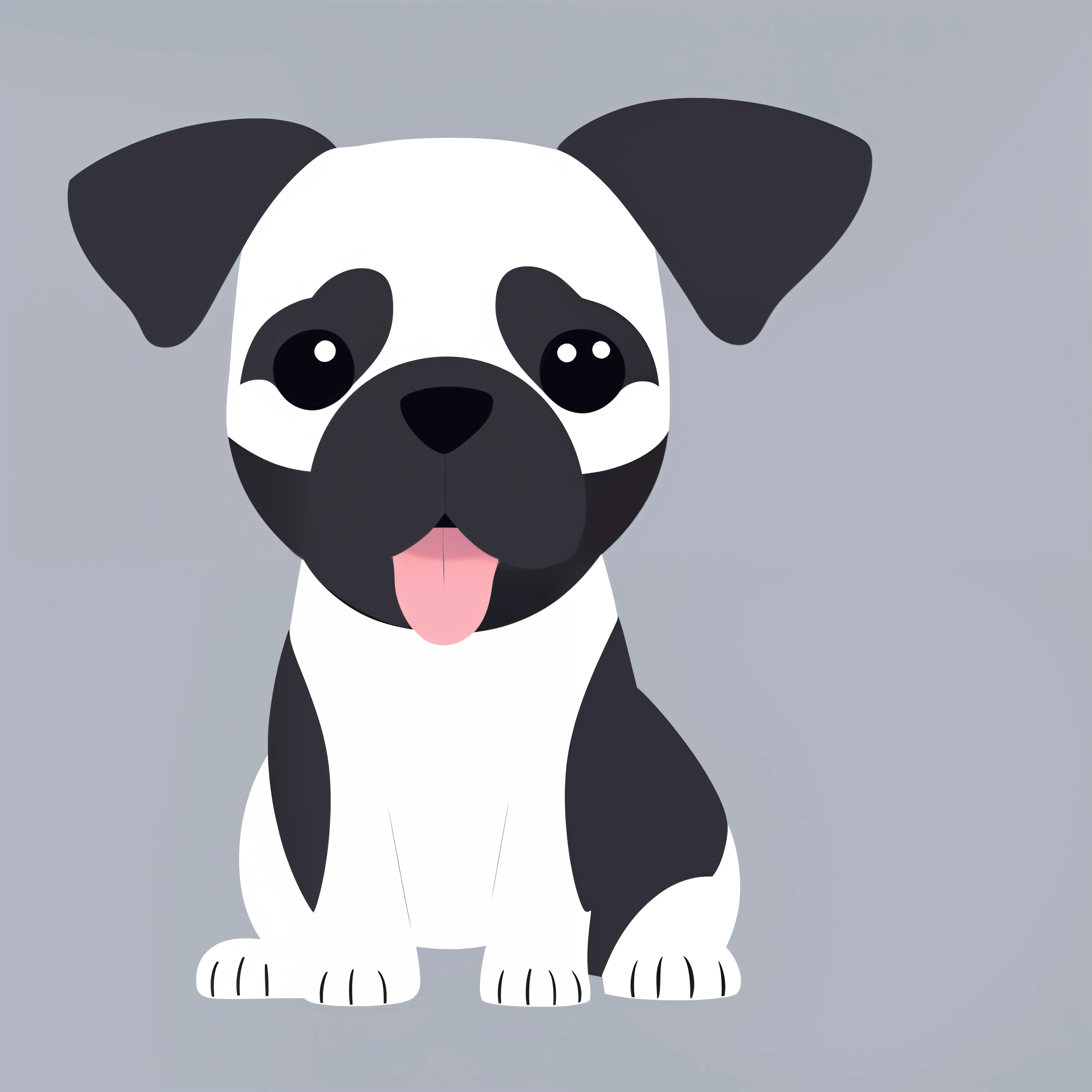 Un primer plano de un perro  sobre un fondo blanco, Vector blanco y negro, cabeza de perro, Morphing cabeza de perro, hermosa cabeza de perro, perro mapache, mascot illustration, Arte vectorial en blanco y negro, vector illustration, Kawaii lindo perro, Caras lindas, lengua afuera, slightly larger nose, lindas ilustraciones, Estilo vectorial caricaturesco, Cara de pug