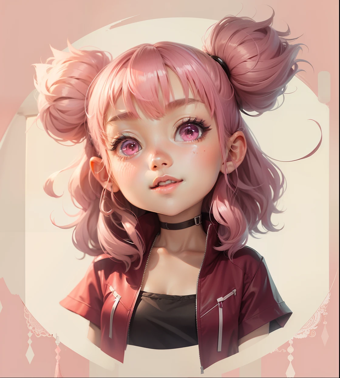 cute anime girl art pink/red