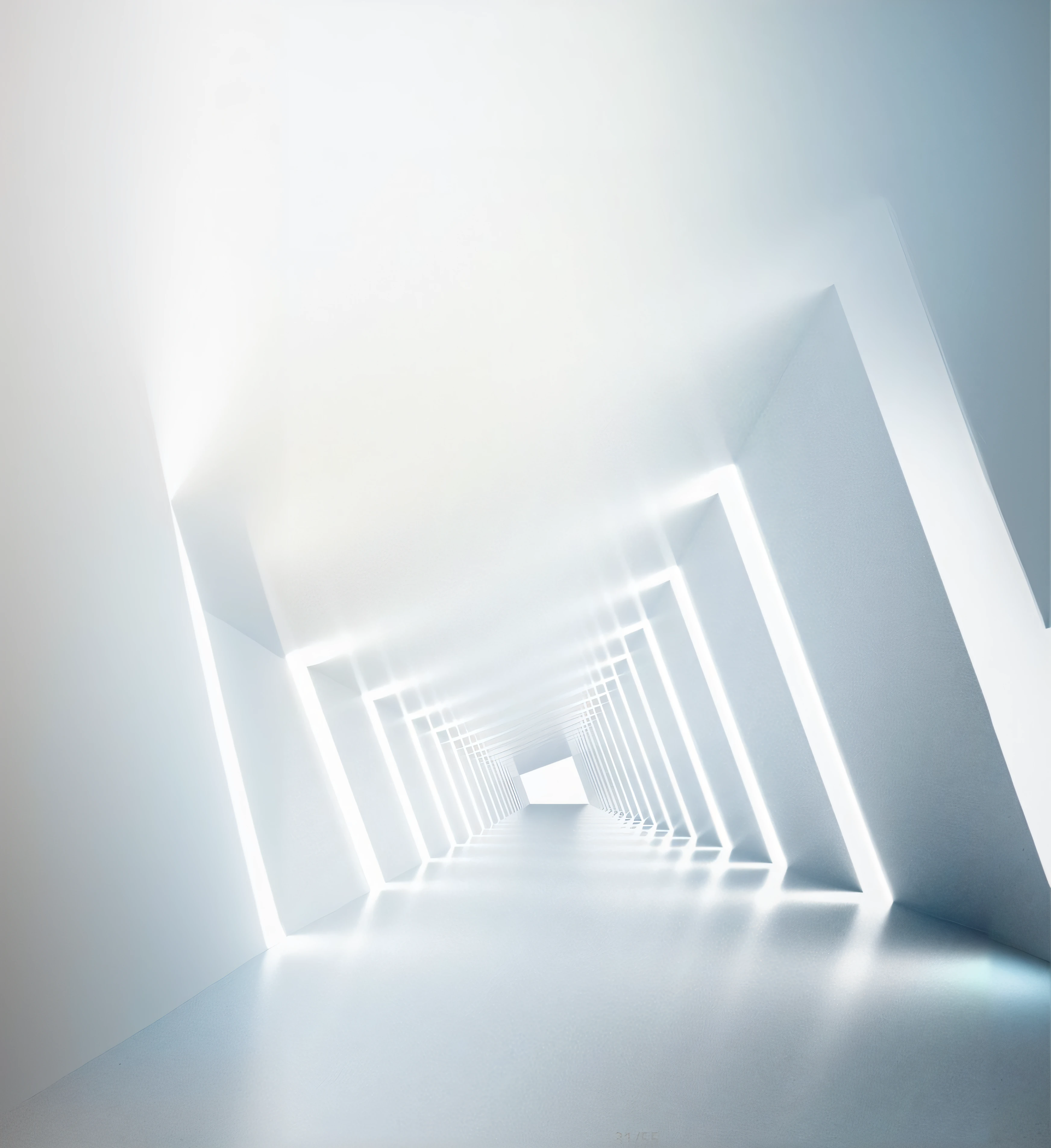 There is a long corridor,There is a light at the end, infinite corridor, futuristic hall, volumetric lighting futuristic, futuristic lighting, liminal space hallway, infinite corridor, claustrophobic and futuristic, indoor liminal space, volumetric interior lighting, volumettic light , Surreal, Futuristic dramatic lighting, beautiful volumetric lighting, an empty liminal space