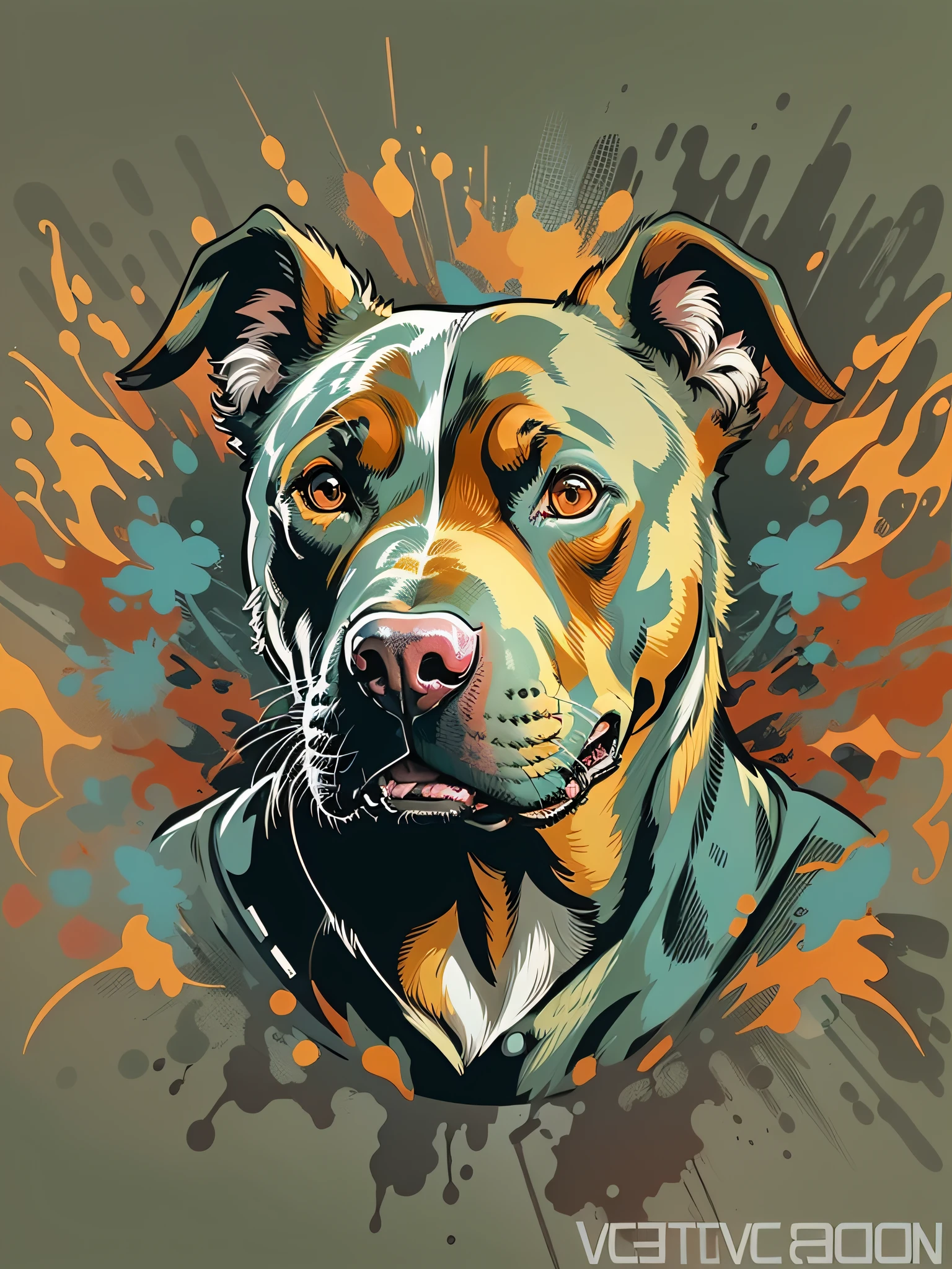 street art pitbull gangaster vector art, 2d vector image, backgroundless vector, black or no background image, vivid colors, realistic style image