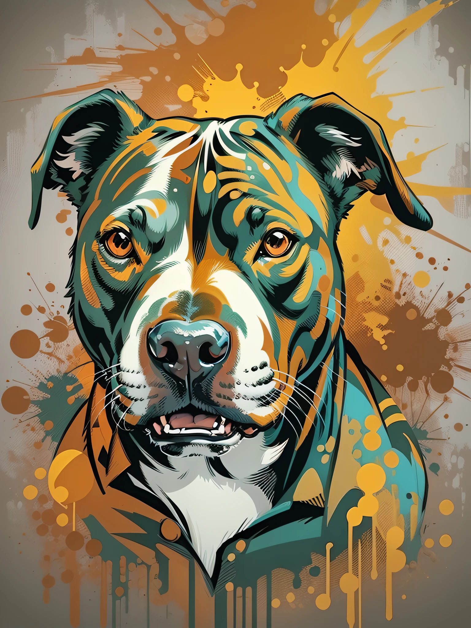 street art pitbull gangaster vector art, 2d vector image, backgroundless vector, black or no background image, vivid colors, realistic style image