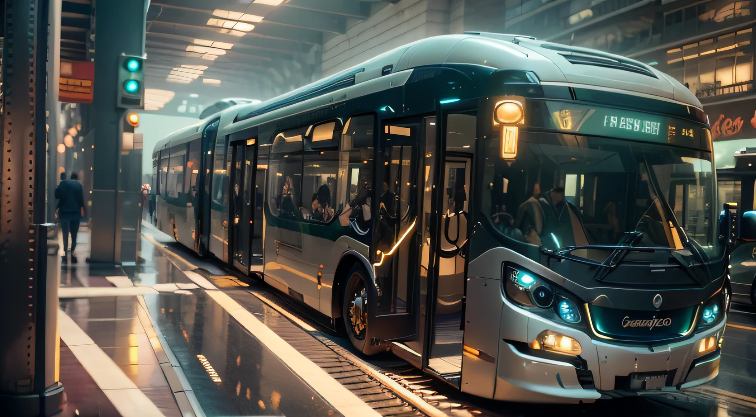 futuristic articulated bus, brancos de fundo, Corpo Steampunk, detalhes intrincados, Magnificent, cinemactic, high resolution, 4k,