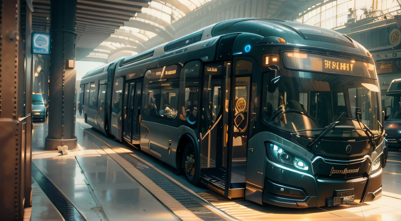futuristic articulated bus, brancos de fundo, Corpo Steampunk, detalhes intrincados, Magnificent, cinemactic, high resolution, 4k,