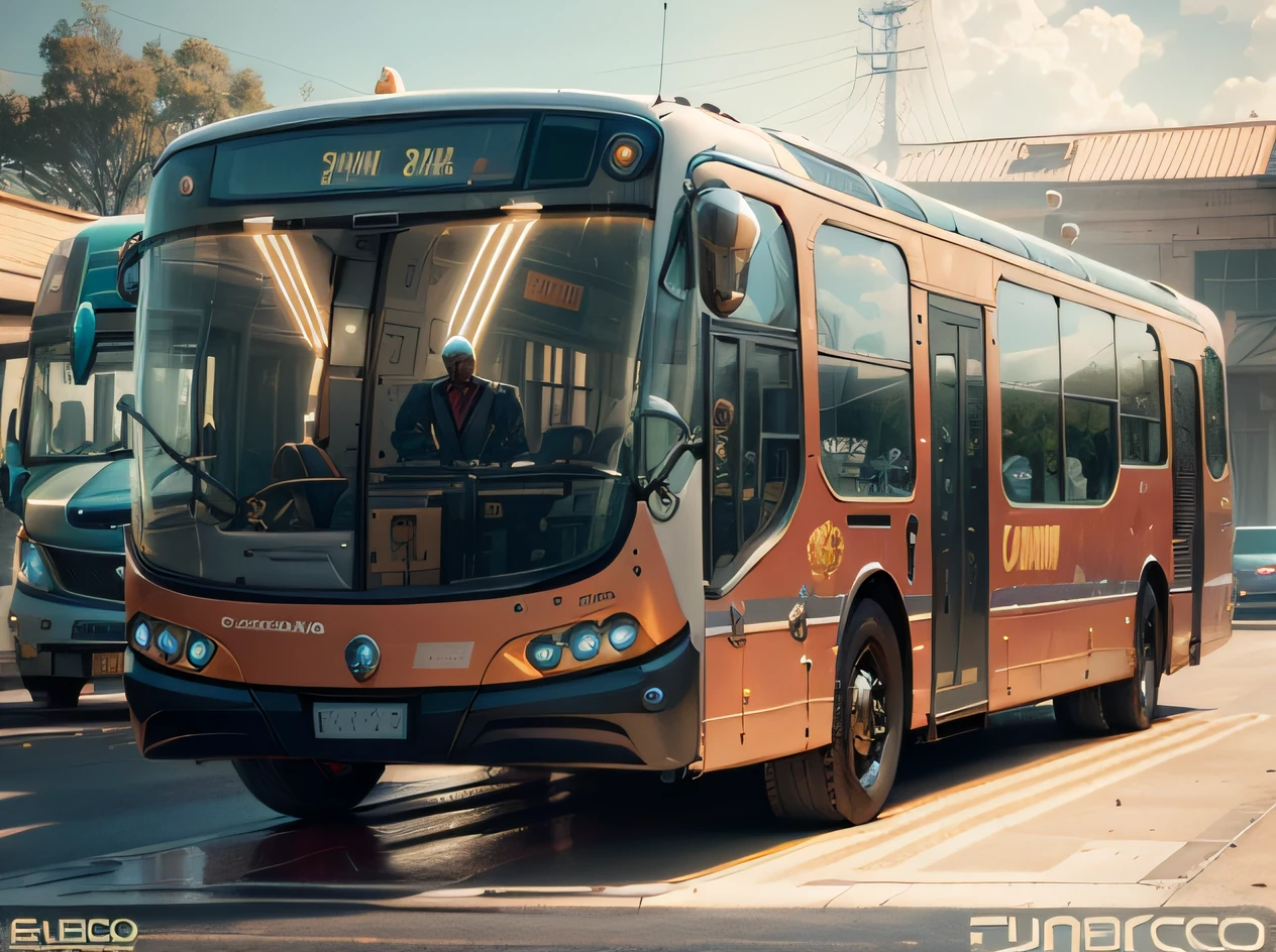 futuristic bus, brancos de fundo, Corpo Steampunk, detalhes intrincados, Magnificent, cinemactic, high resolution, 4k,