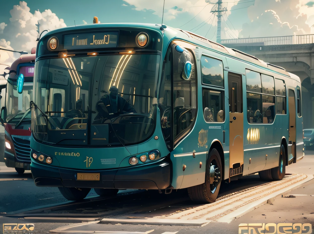futuristic bus, brancos de fundo, Corpo Steampunk, detalhes intrincados, Magnificent, cinemactic, high resolution, 4k,