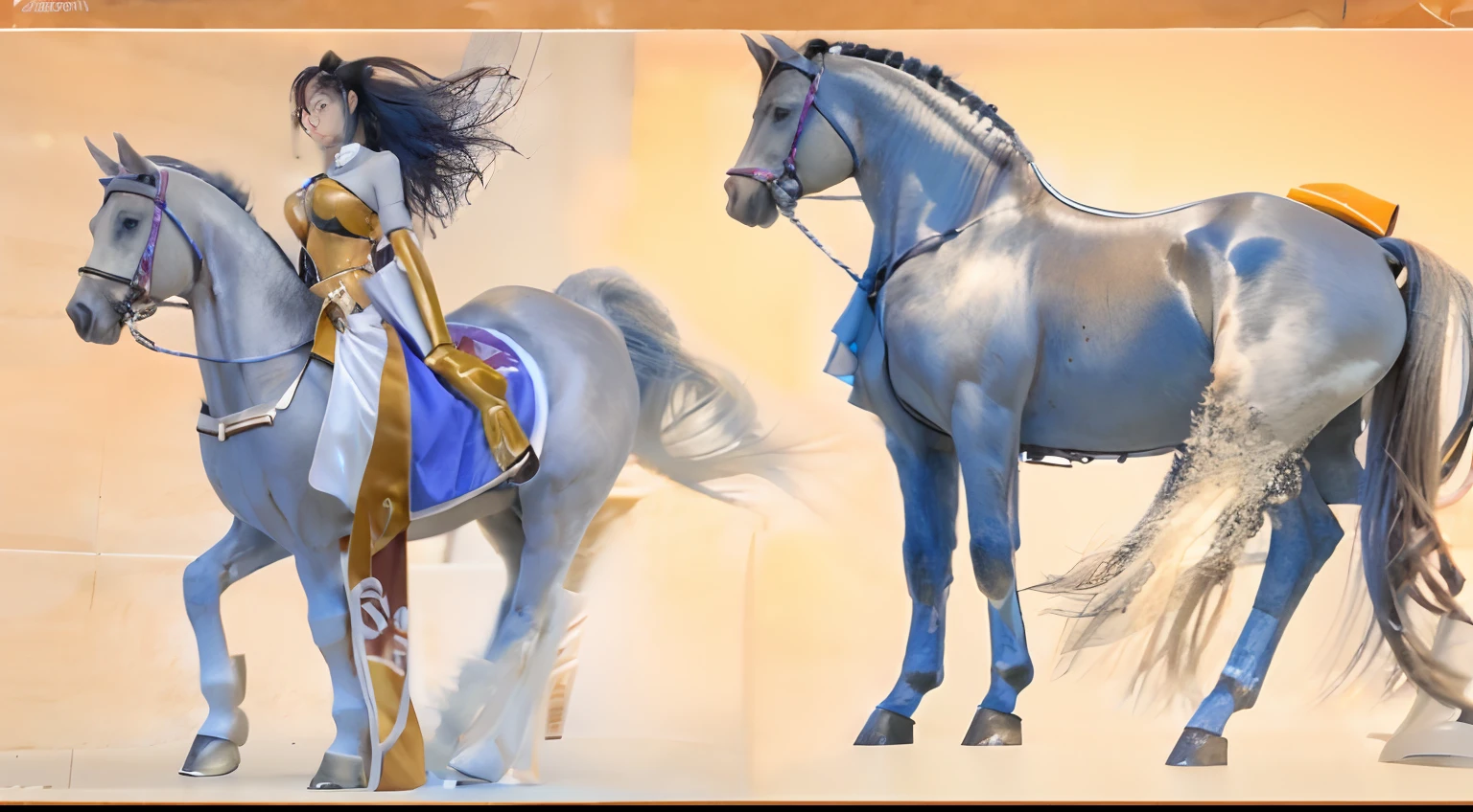 A female centaur,She is famous in the multiverse,She is both a female centaur, half human, half horse, half horse,It is also a female Yingzhao。She blends both images,The first is the head of a horse/neck/Shoulder these parts,After feminization,The upper body transforms into a beautiful female human,Female, half-centaur, half-human, half-horse, half-human,The second is the waist of the horse/hason/gluteal/Legs feminine,Female half-horse with beautiful woman's,Chimer,It's like a female human wearing a half-horse-like costume and making a seamless chimera,This chimerization is based on powerful futuristic technology。The ultra-wide-angle lens captures the image of her beautiful and ethereal wings on the ionosphere launching a super-high-speed charge and leaping。Her front half is distinctly feminine,Tall sexy body,Has K cup teardrop-shaped giant tit chest,It has a small man's waist butterfly spanning long legs,The half-horse part of the hind body,Embedded interface at the hip position。Her horse-shaped part has female physiology and ergonomics on both the half-horse torso and hips and legs。The chest cavity of a woman in the shape of a bent dog style embedded in the lower back position of the beautiful woman's body starting from the upper part of the sternum/lower back/Ventral transverse。Then there are the sexy beauty's upright hips,Her entire body has been completely feminized,Including the half-horse part。Mechanized armor covers the legs with knee-shaped anti-joints and feet,And these parts are highly anthropomorphic,This makes her legs graceful and slender,Her four horse legs exploded in length proportions and was slender and toned,Under the legs are skinny white feet dressed in Skyscraper Heels,Use Midjourney's advanced stroke tools and color palettes, as well as texture packs, model packs, and texture tools,Concentration,Include all parts of her original horse physiology including fur/Waist and abdomen/Hip legs/Leg Capital Feminization,And give these parts a correspon