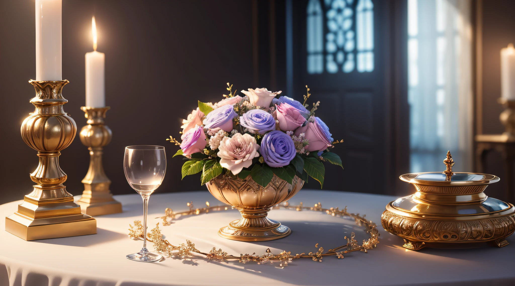 One crystal vase, jewel vase, beautiful bouquet, gorgeous flowers, opalescent, glory, breath taking beautiful, graceful, elegant, stunning, photo, shiny, iridescent, (masterpiece), (best quality) (detailed) (8k) (HDR) (cinematic lighting) (sharp focus) (intricate), HDR, hyper-realistic, color graded, beautiful, realistic picture, ultra high quality, stunning, valuable treasure, sparkling --auto