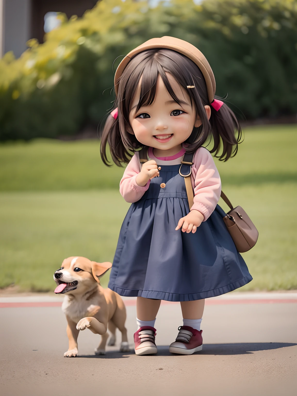 A cute  was especially happy playing with the dog