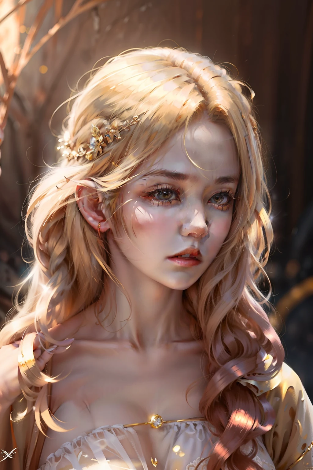 golden hair color,Pure,A queen,dream magical