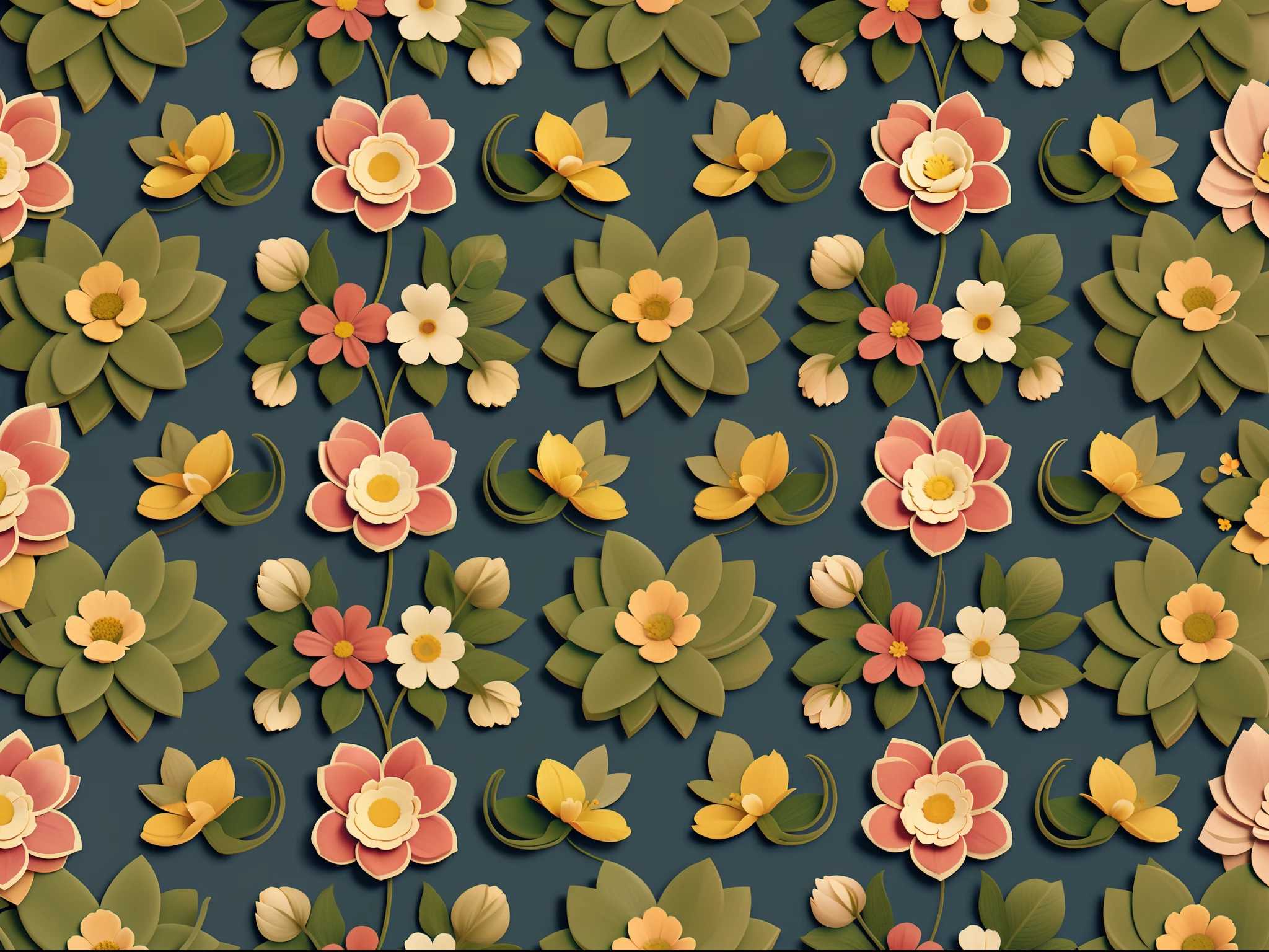 Flores coloridas, repetidas, pattern, pattern, papel digital