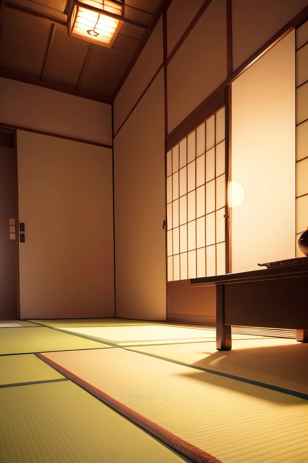 traditional Japanese room　A Japanese style　Background with　Chabudai　Tatami mats