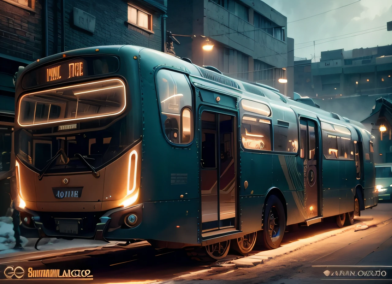 futuristic bus, brancos de fundo, Corpo Steampunk, detalhes intrincados, Magnificent, cinemactic, high resolution, 4k,
