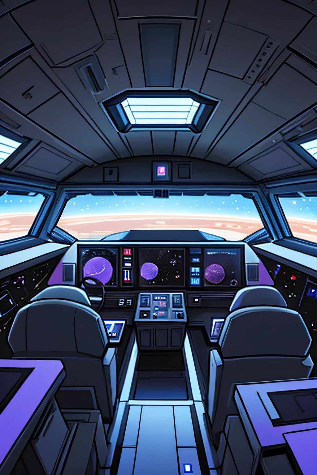 Star Wars, space landscape, interior of a spaceship with a window facing into space, stars, planets
