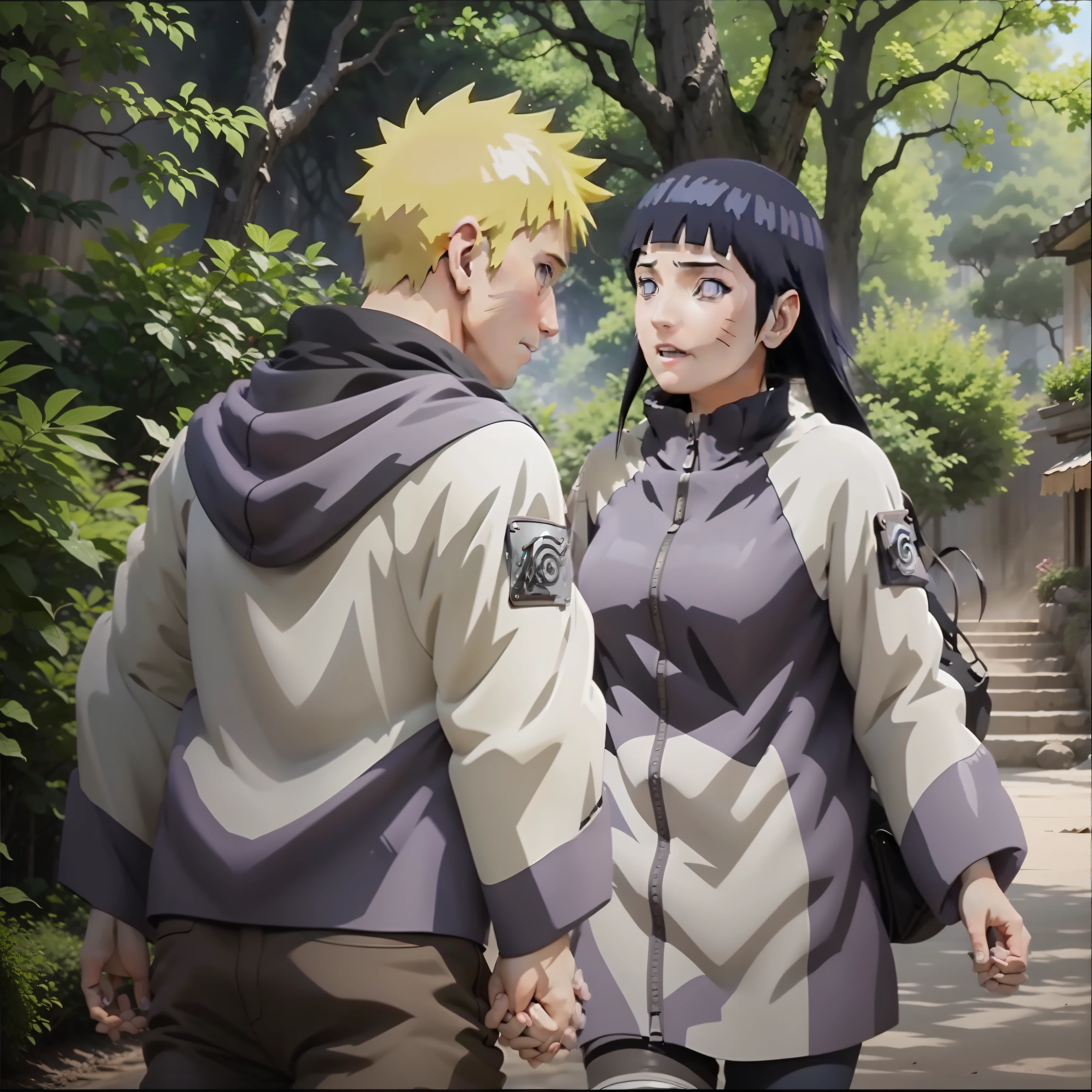 Hinata holding hands with her husband Naruto