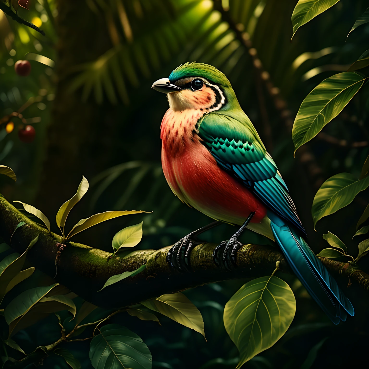 An apple bird,
yang08k, photography of, big breasts beautiful, Rainforest background,
tmasterpiece,top-quality,best qualityer,offcial art,Beautiful and beautiful,realisticlying,