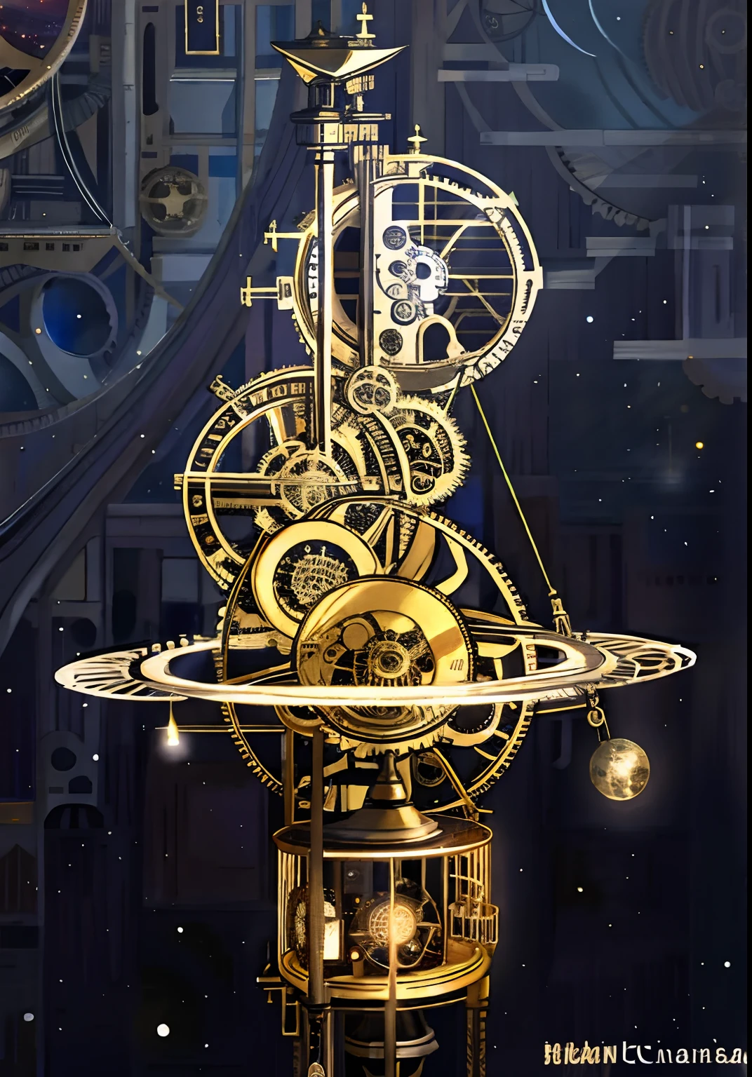 Planetarium,heavenly body,galactic,metal decoration,gear wheel,steampunc,Movie lighting,exquisitedetails