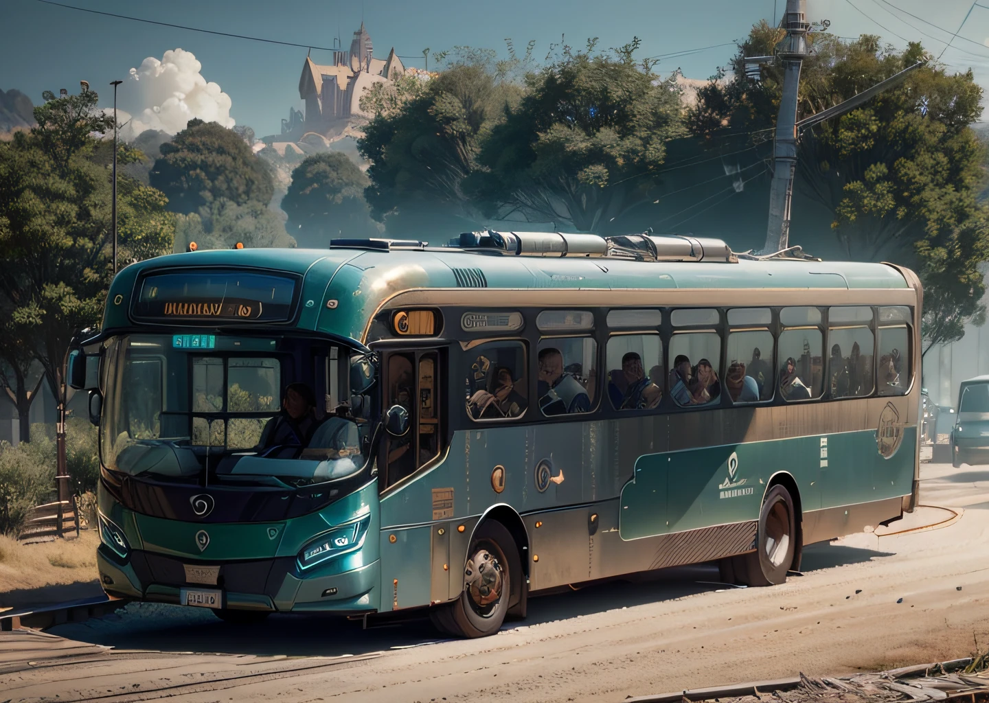 futuristic bus, brancos de fundo, Corpo Steampunk, detalhes intrincados, Magnificent, cinemactic, high resolution, 4k,