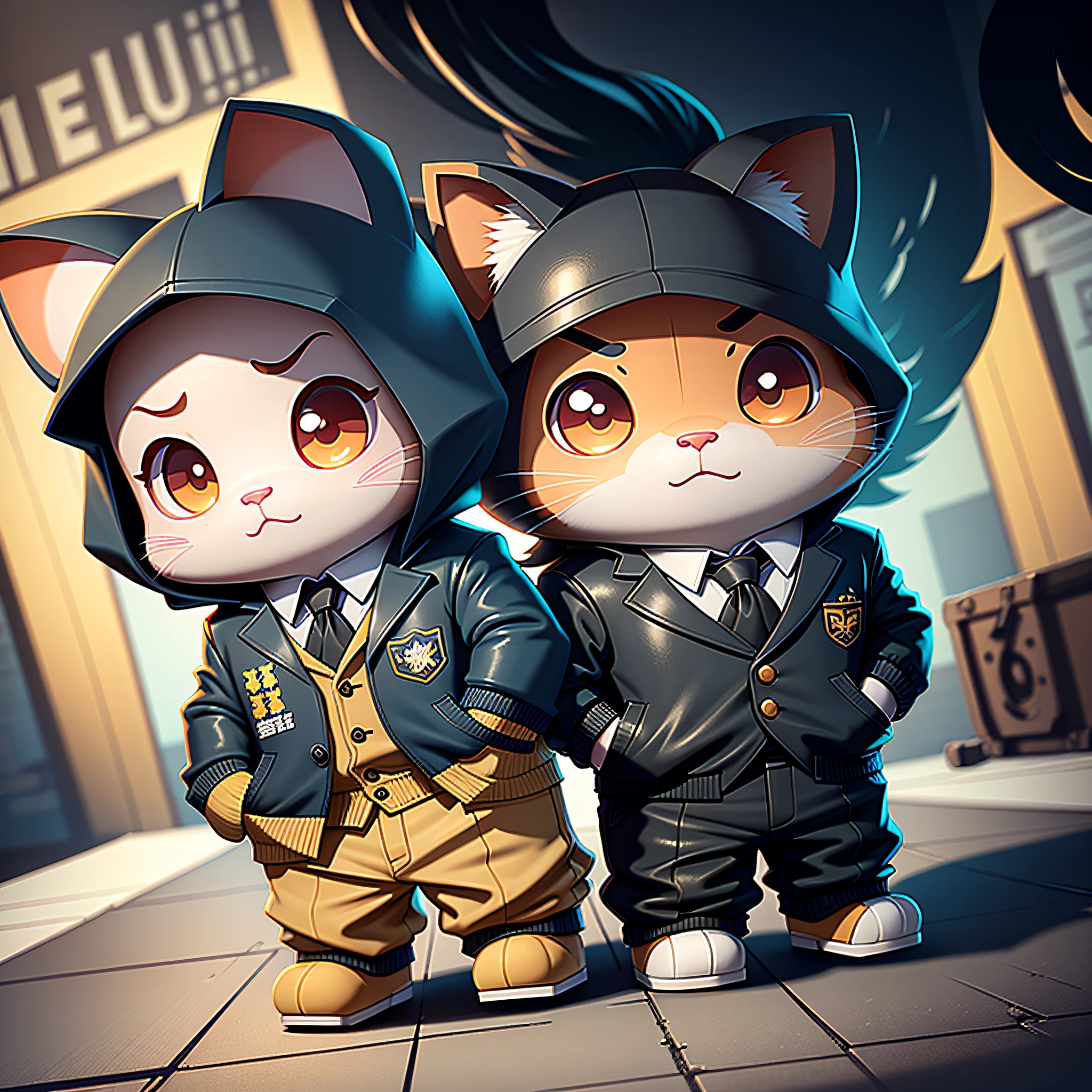 c4tt4stic, hamster:,full bodyesbian:1.2,dressed in a suit,in blouse wearing,Wear black leather shoes,Put your hands in your pockets,{super detailing,超高分辨率,realisticlying,Super quality,复杂},