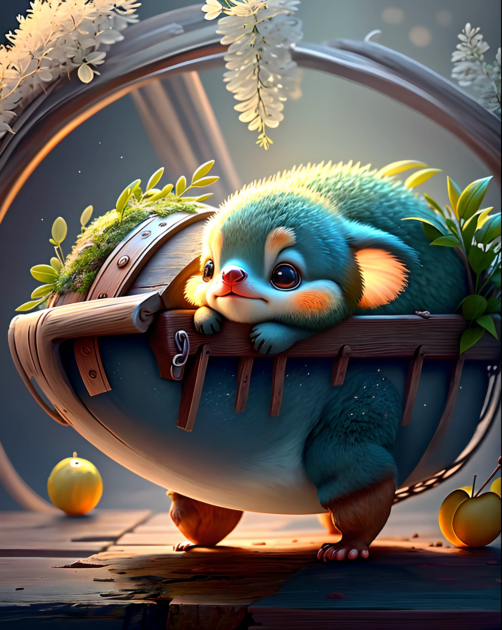 Top image quality、"Create cute creature masterpieces with inspired ultra-detailed concept art. Let your imagination come alive", （platypus）, high detailing, in 8K、Top image quality、Dressed as a sailor in medieval Europe、Holding the ship's oars in your hands