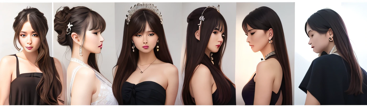 Close-up of a woman in a dress in different poses, trending on cgstation, style of wlop, Guviz-style artwork, IG model | Art germ, by Russell Dongjun Lu, trending at cgstation, Guviz, author：yanjun cheng, by Yang J, Realistic. Cheng Yi, xision wu