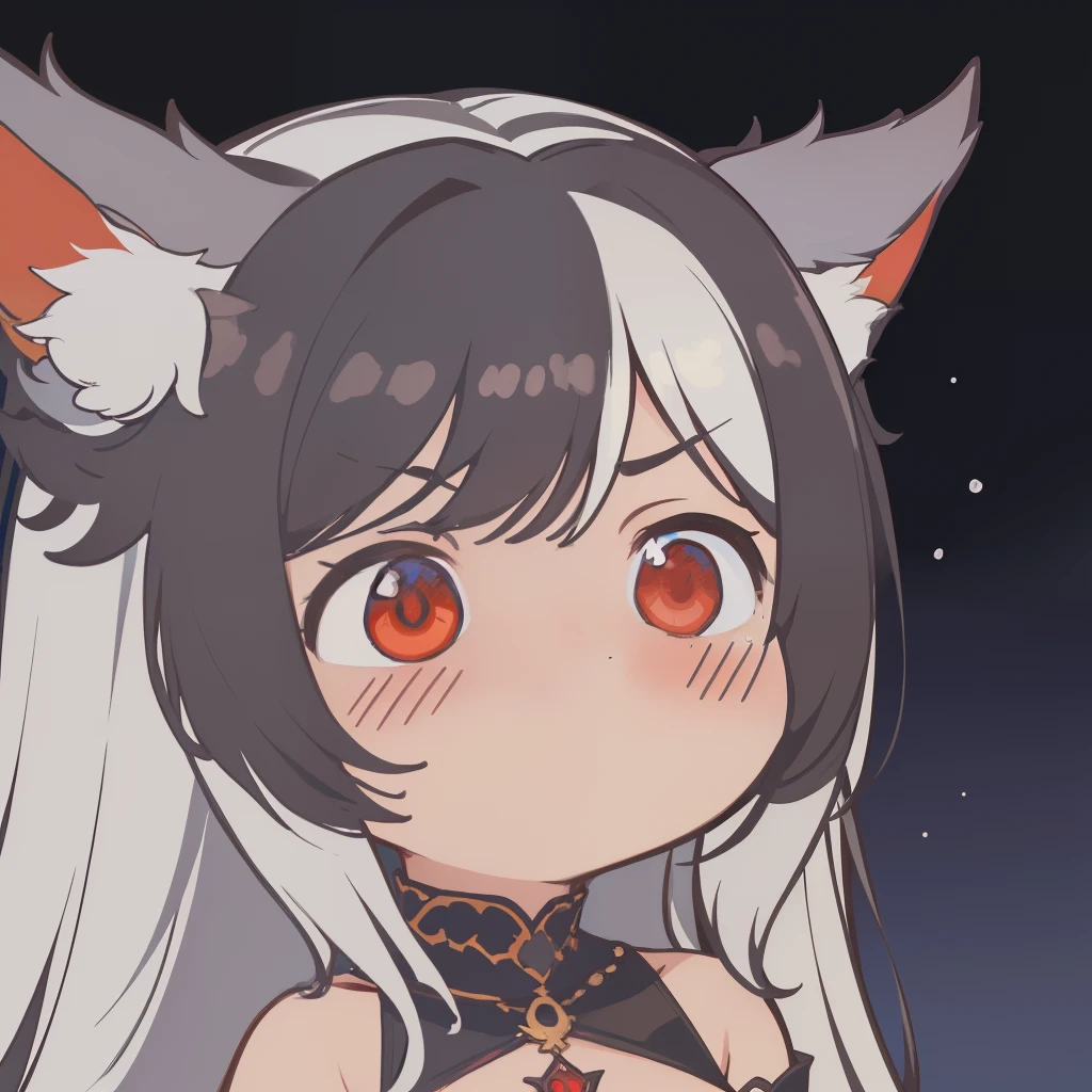 nsfw, ((ultra-detalhado)), (obra-prima:1.2, melhor qualidade:1.2, highres:1.2), 1girl,, chibi, rindo, Fenrir_\(torre da fantasia\) garota com chapeu de mago