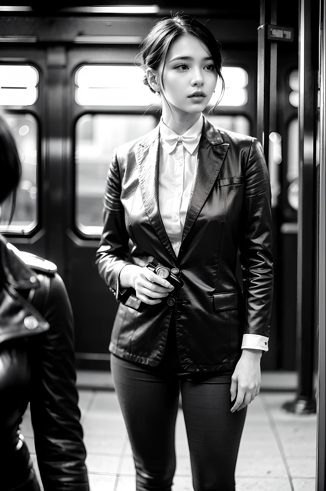 1girl, 21 years old, (realistic:1.3), finely detailed, quality, (masterpiece:1.2), (photorealistic:1.2), (best quality), (detailed skin:1.3), (intricate details), dramatic, ray tracing, photograph, 1920's Handsome Subway station and Friendly Botanical Garden, at Midday, Visual novel, Suffering, film grain, Polaroid, 35mm, Instagram